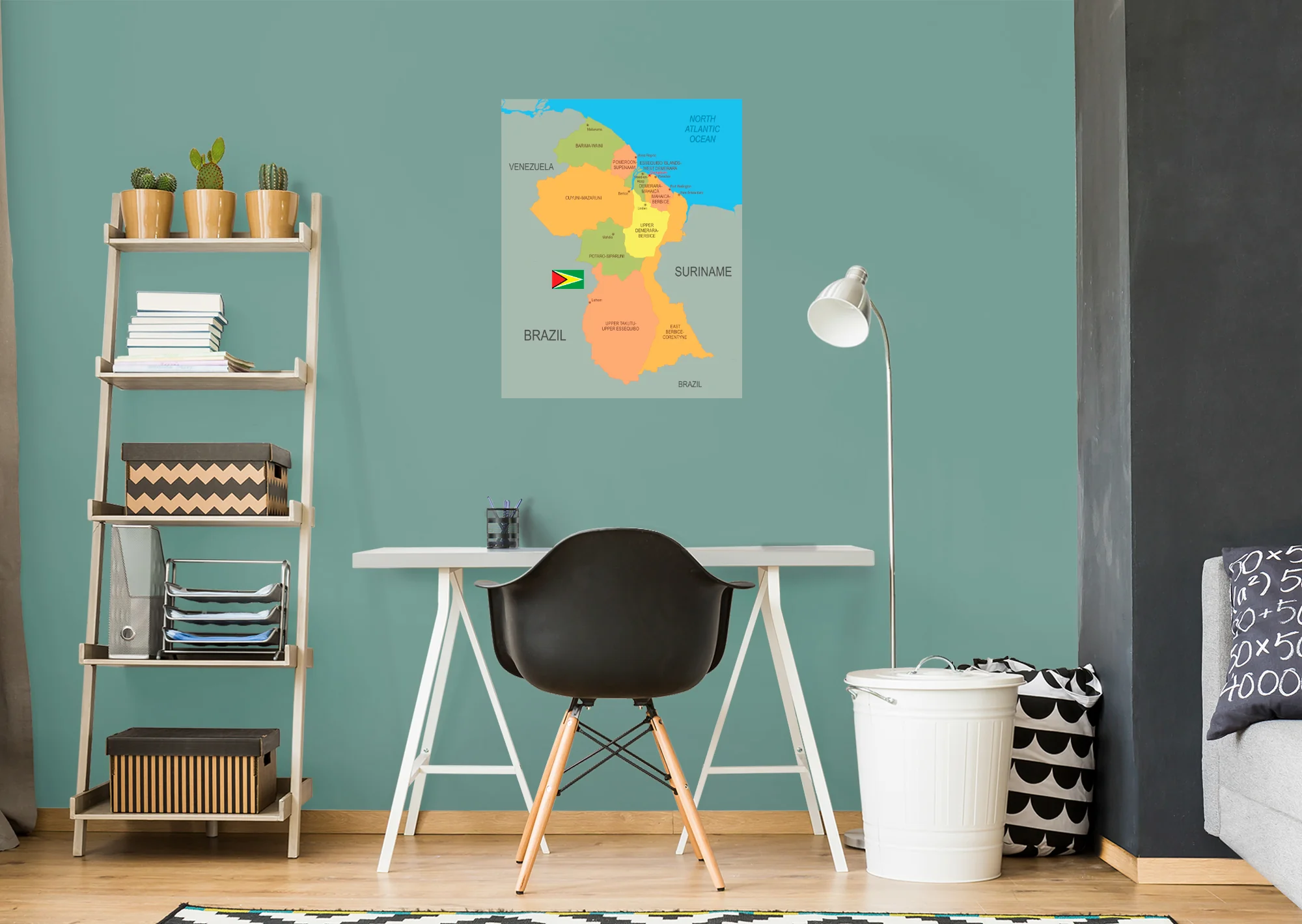 Maps of South America: Guyana Mural        -   Removable     Adhesive Decal - Image 5
