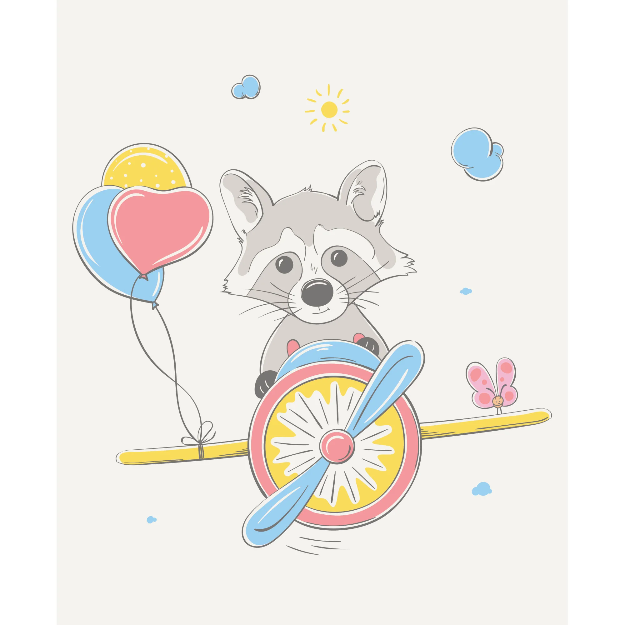 Nursery: Planes Balloons Mural        -   Removable Wall   Adhesive Decal - Image 3