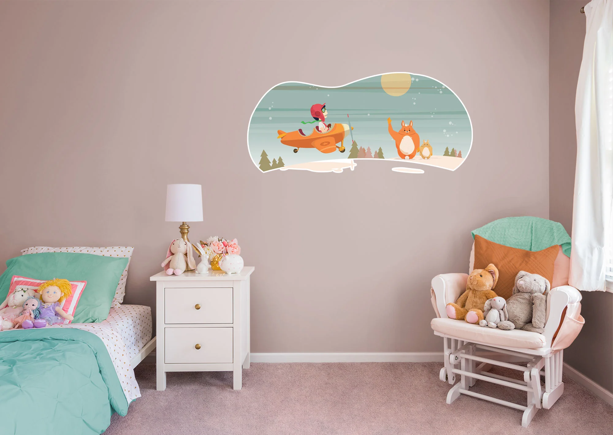 Nursery: Planes Orange Plane Mural        -   Removable Wall   Adhesive Decal - Image 5