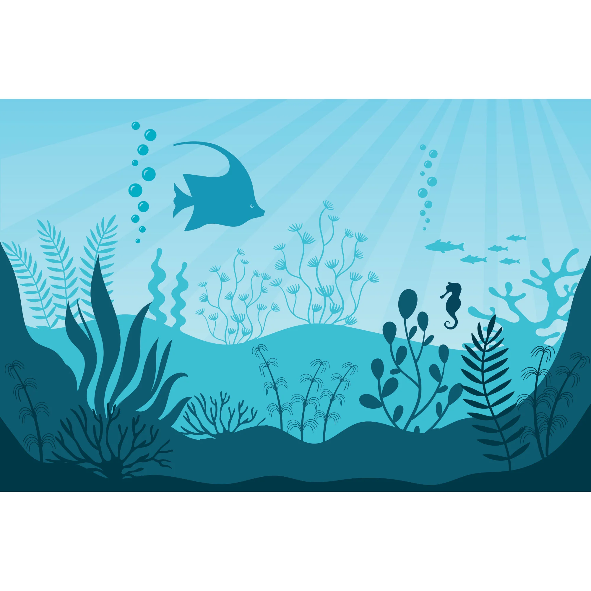 Nursery:  All Blue Mural        -   Removable Wall   Adhesive Decal - Image 3
