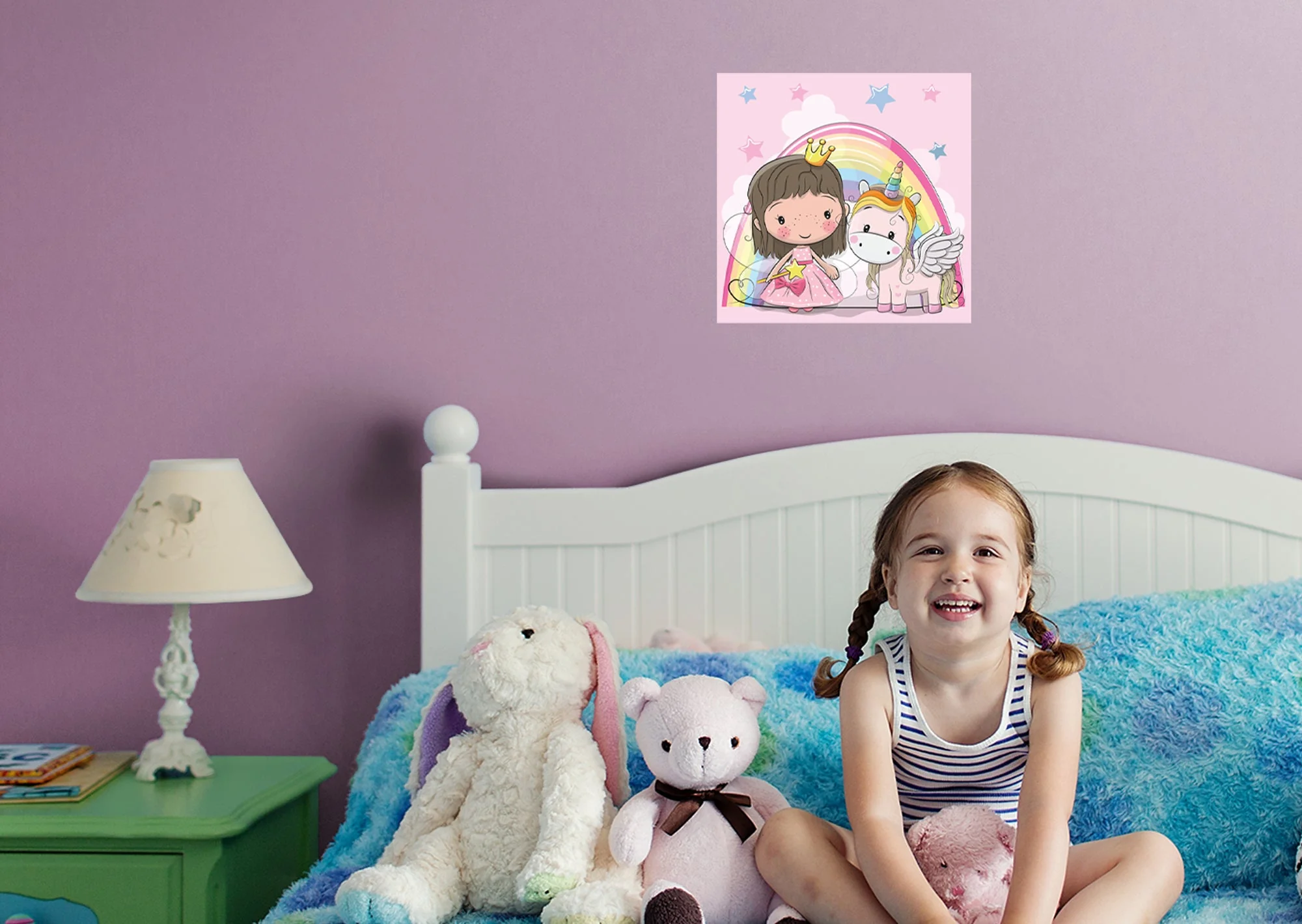 Nursery Princess: Princess and Unicorn Mural - Removable Wall Adhesive Decal - Image 6