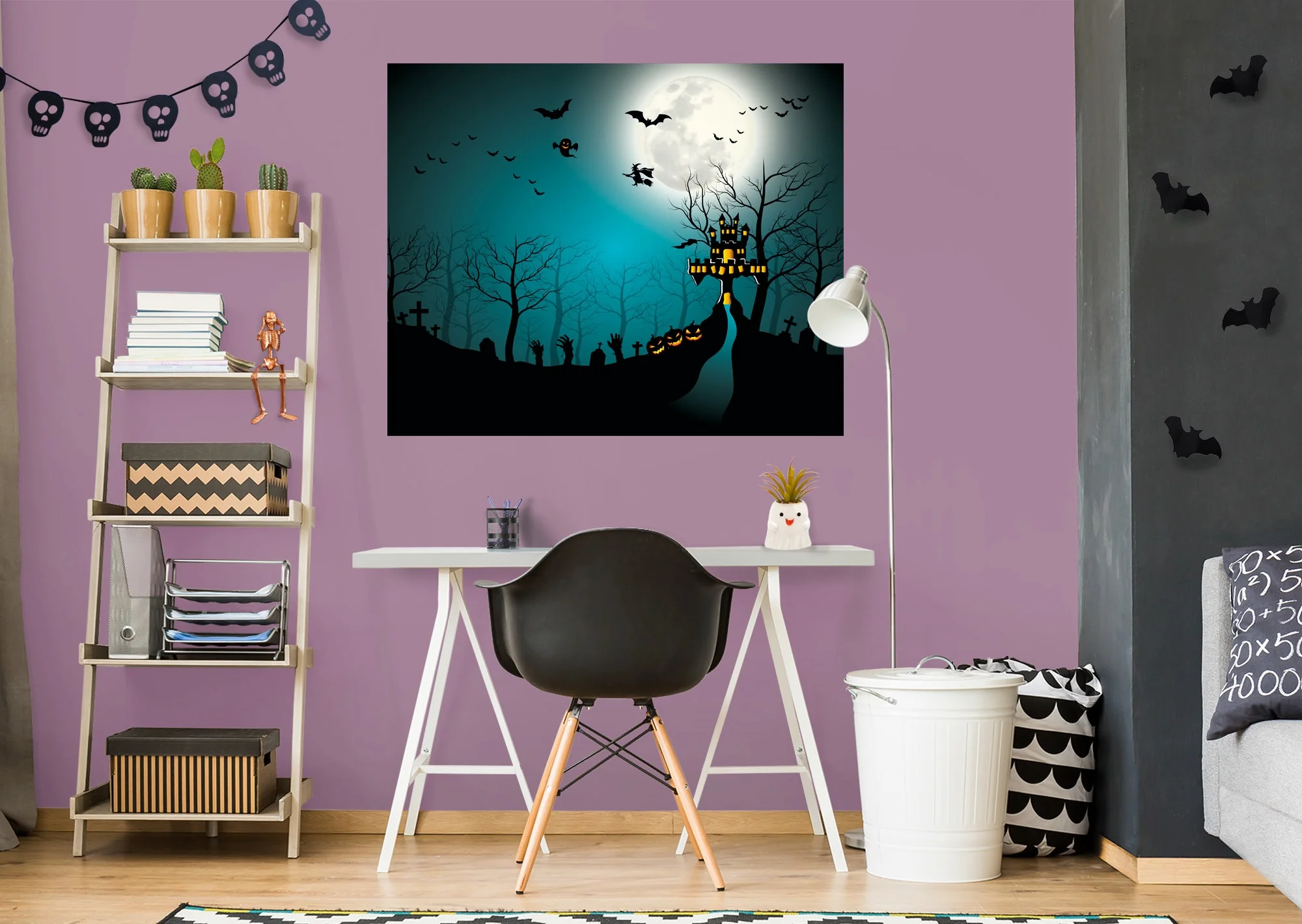 Halloween: Castle On The Hill Mural - Removable Wall Adhesive Decal - Image 4