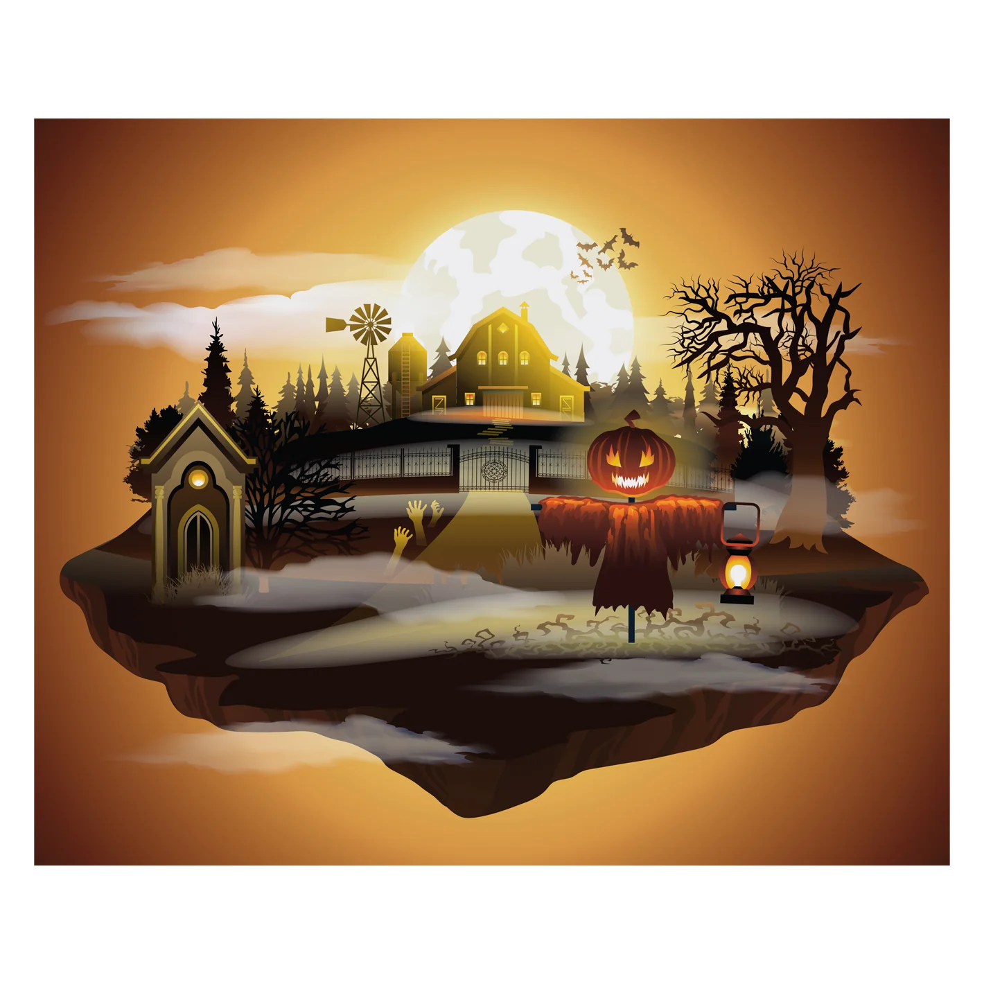 Halloween:  Floating World Mural        -   Removable Wall   Adhesive Decal - Image 3