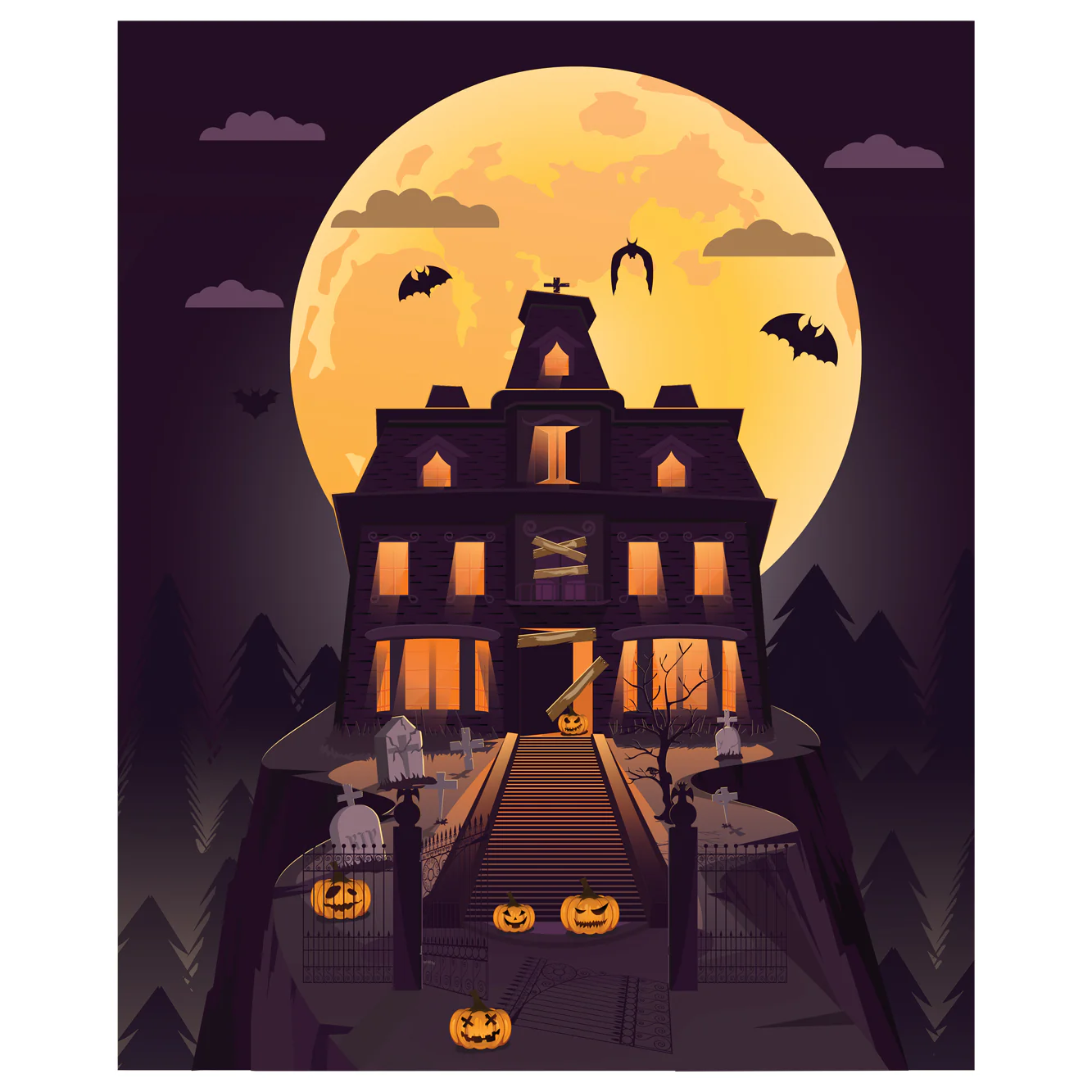 Halloween:  Full Moon Mural        -   Removable Wall   Adhesive Decal - Image 3