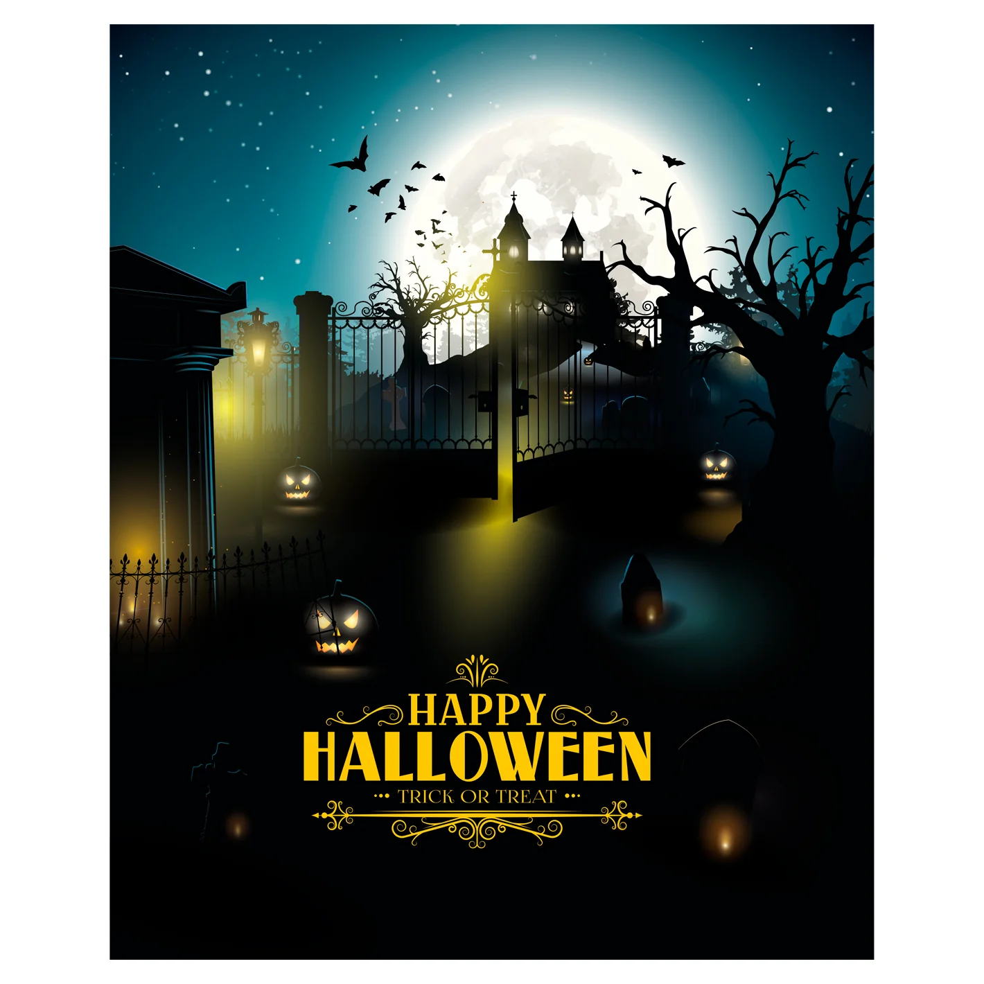 Halloween: Gates Mural - Removable Wall Adhesive Decal