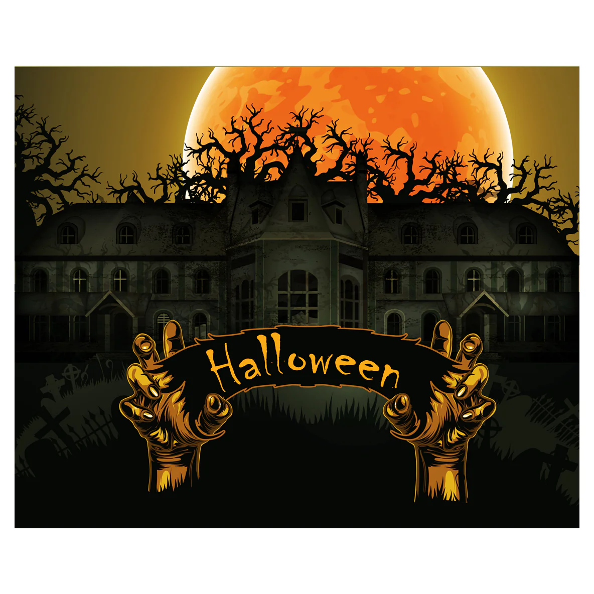 Halloween:  Haunted House Mural        -   Removable Wall   Adhesive Decal - Image 3