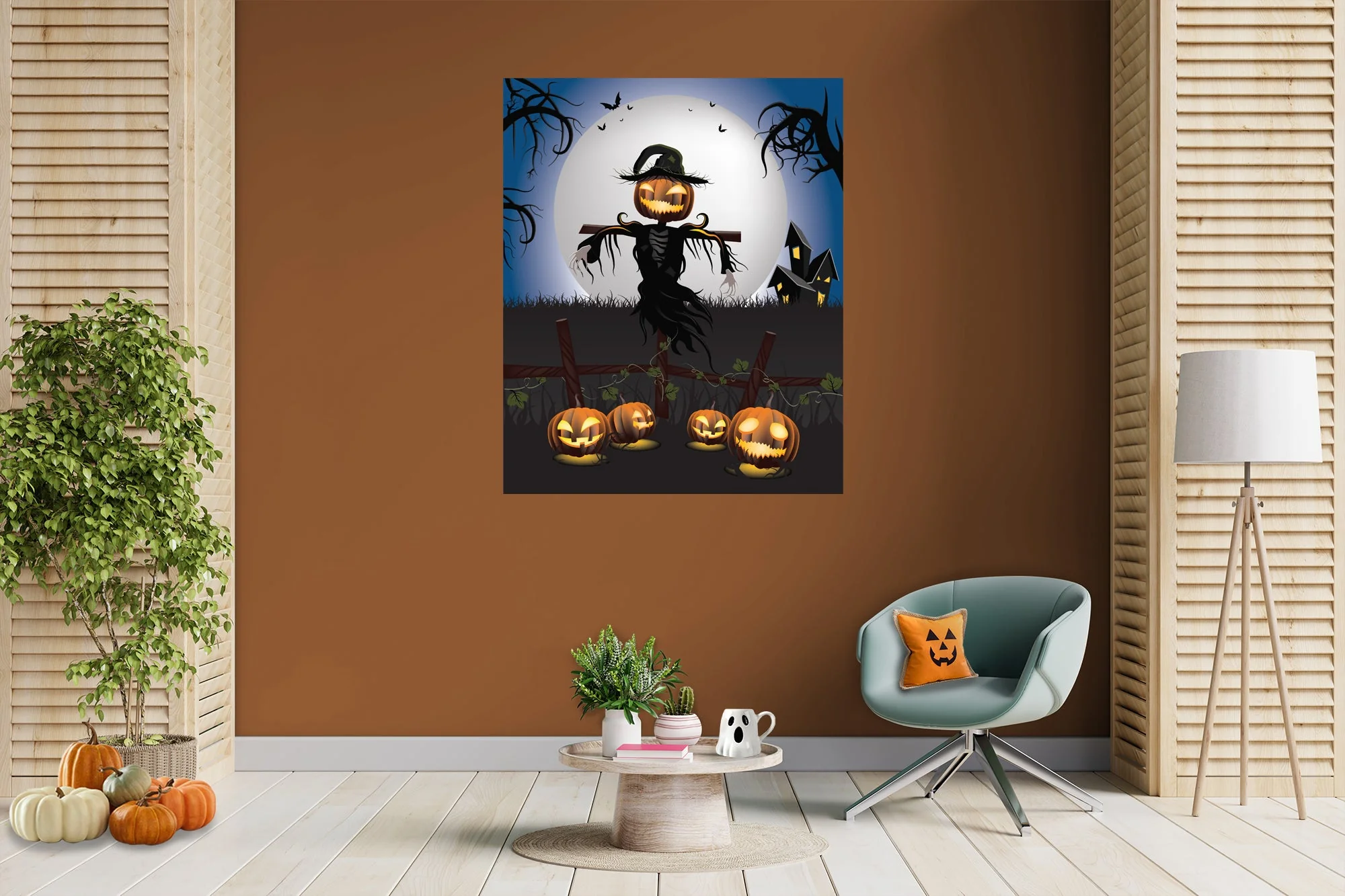 Halloween: Scarecrow Mural - Removable Wall Adhesive Decal - Image 4