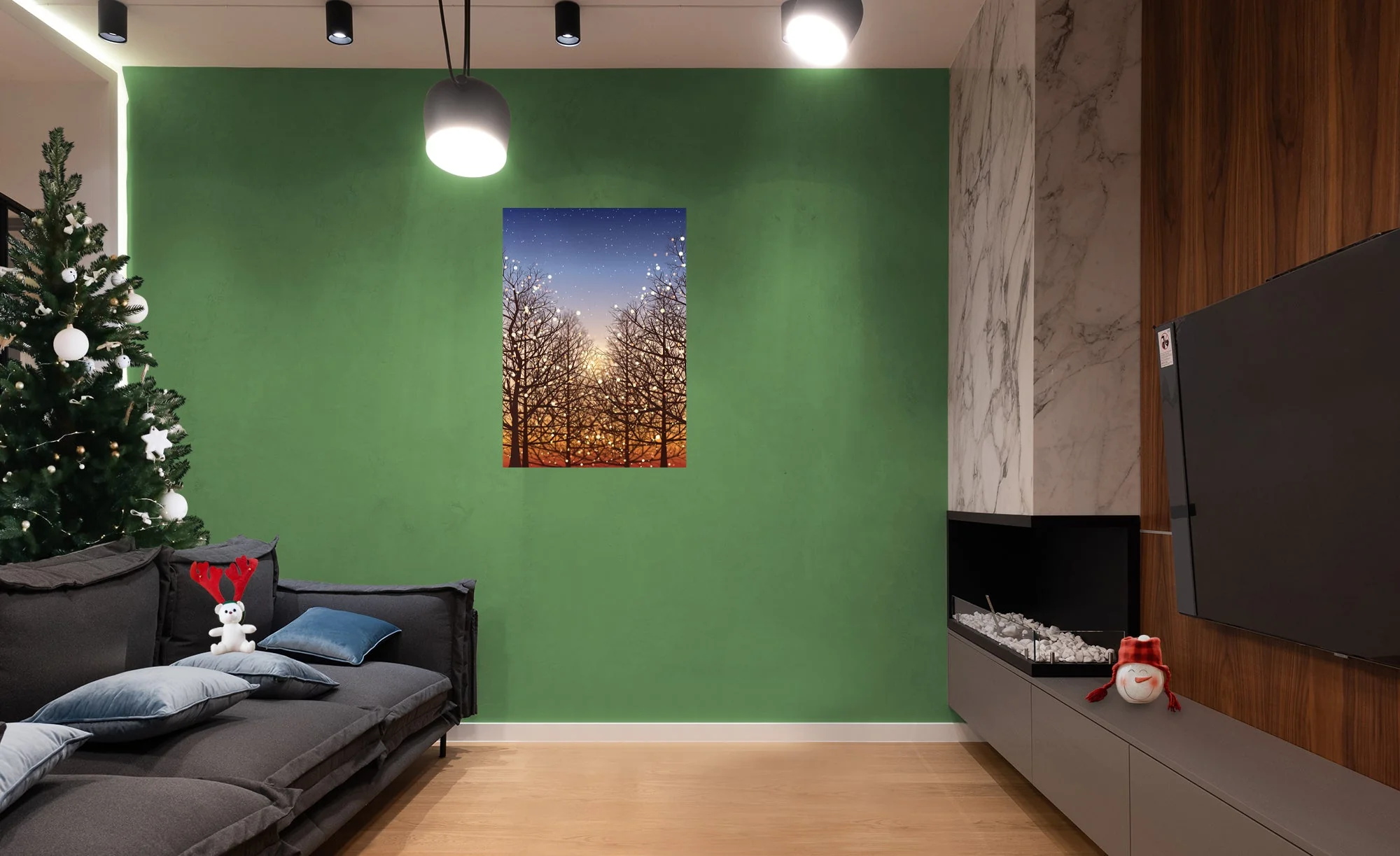 Christmas: Lights in the Forest Poster - Removable Adhesive Decal - Image 5