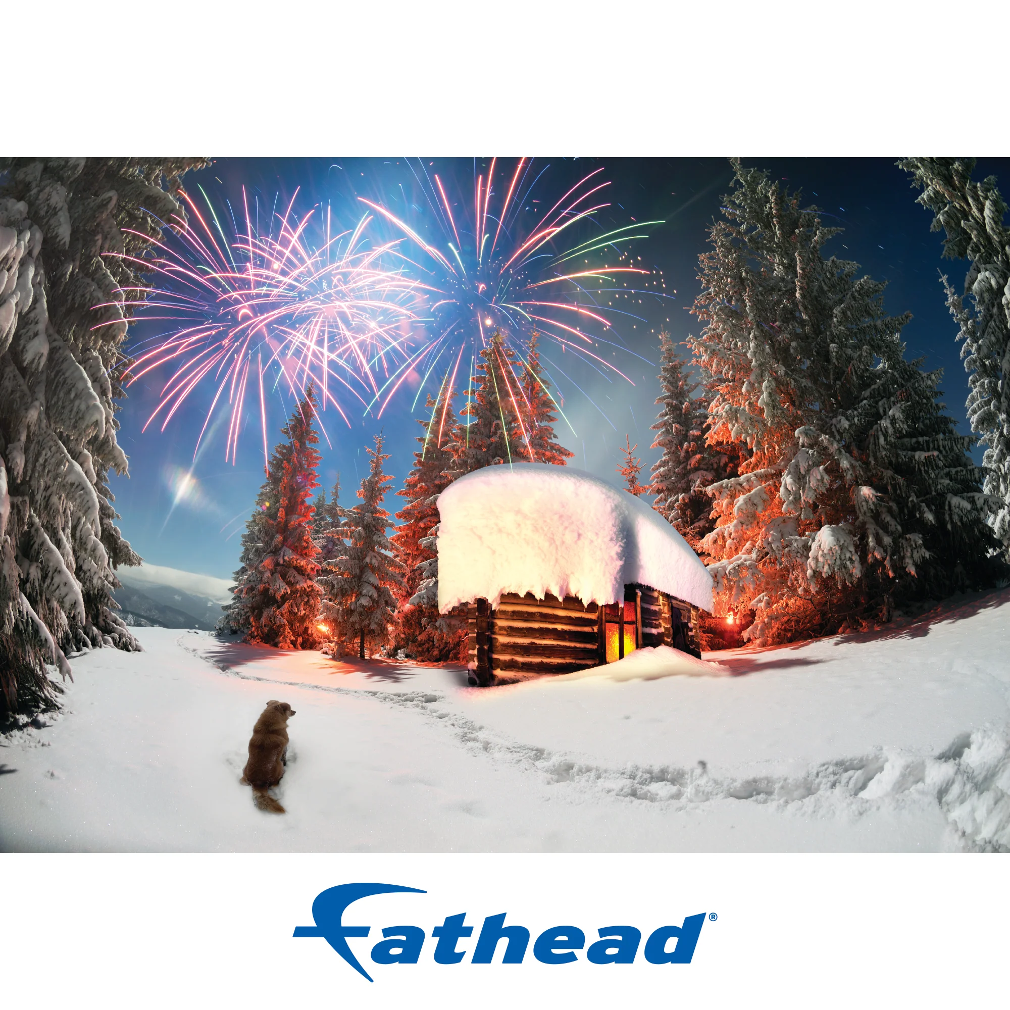 Christmas: Dog Watching the Cabin Poster - Removable Adhesive Decal - Image 3
