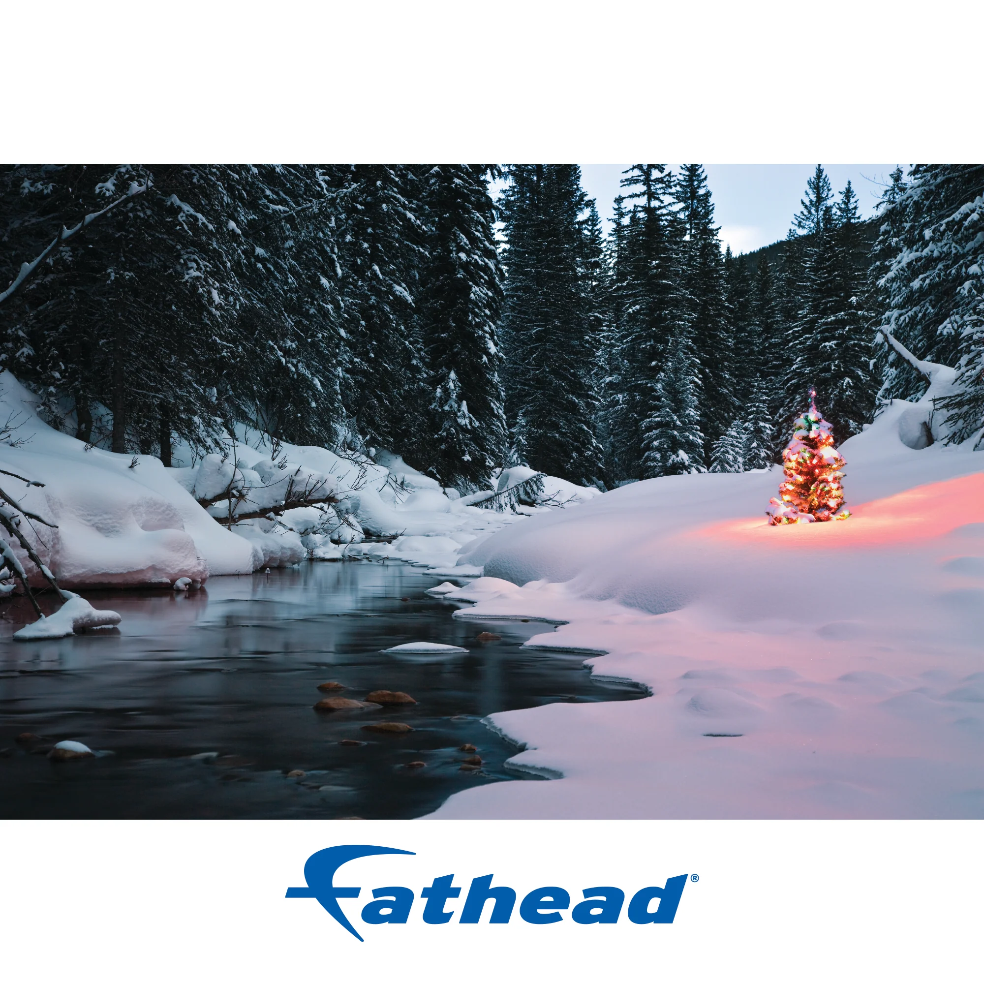 Christmas: Tree by the River Poster - Removable Adhesive Decal