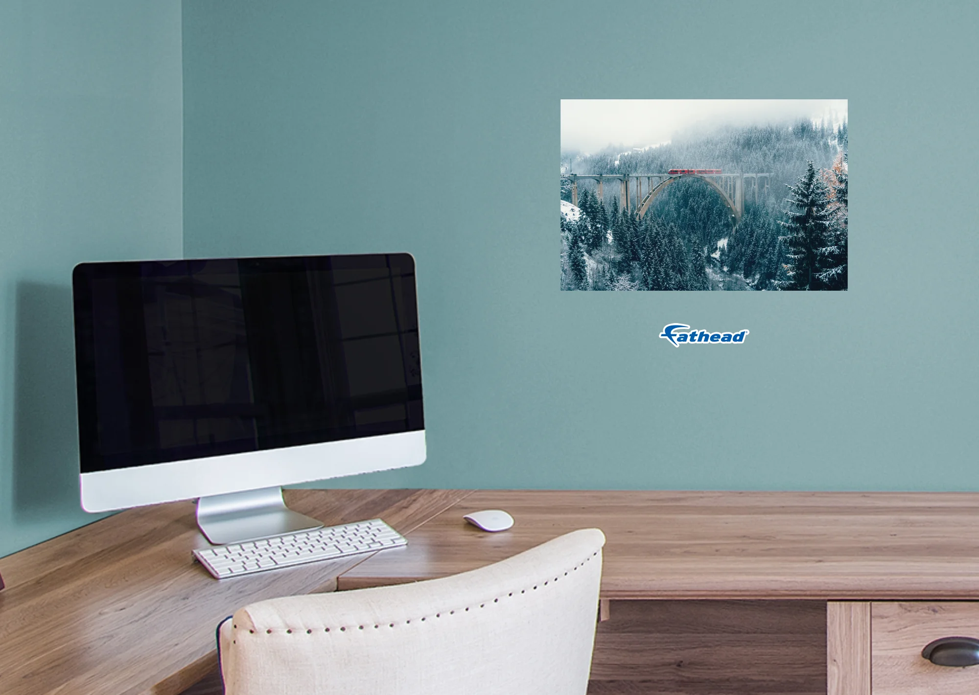 Generic Scenery: Red Train Poster - Removable Adhesive Decal - Image 6