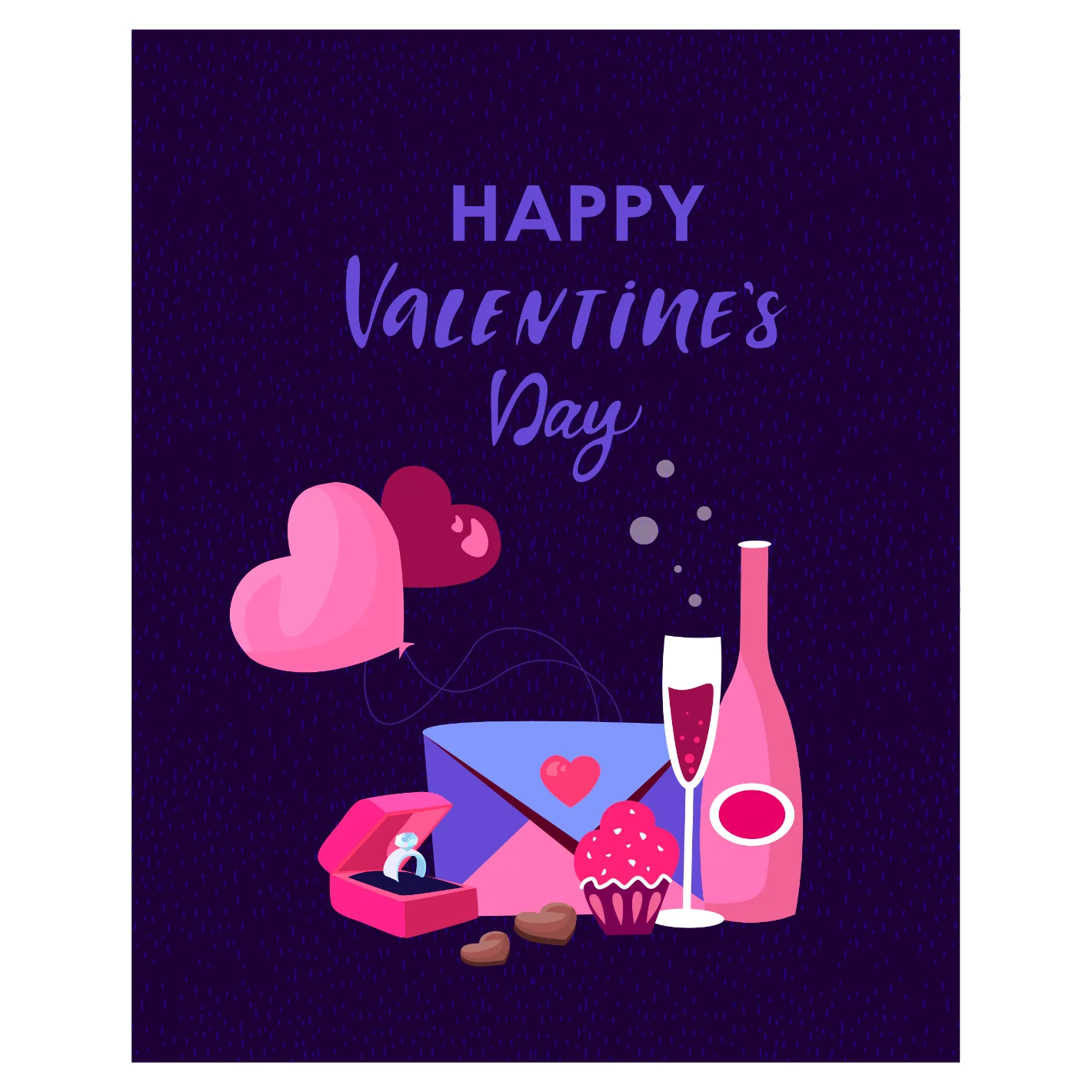 Valentine's Day: Let's Celebrate Mural - Removable Adhesive Decal