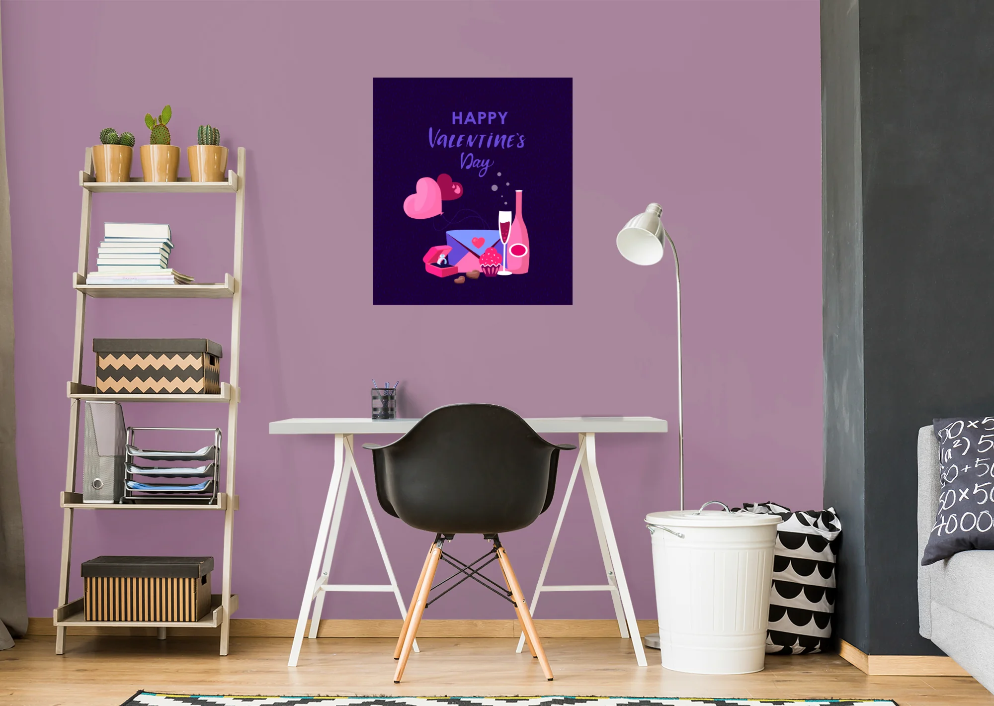 Valentine's Day: Let's Celebrate Mural - Removable Adhesive Decal - Image 5