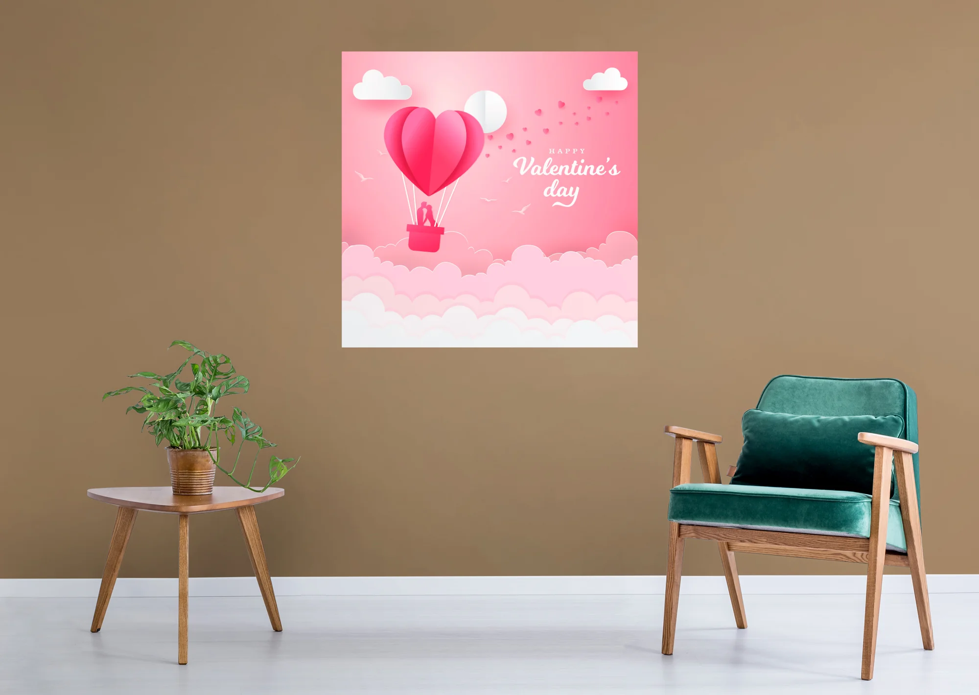 Valentine's Day:  The Balloon of Love Mural        -   Removable     Adhesive Decal - Image 3