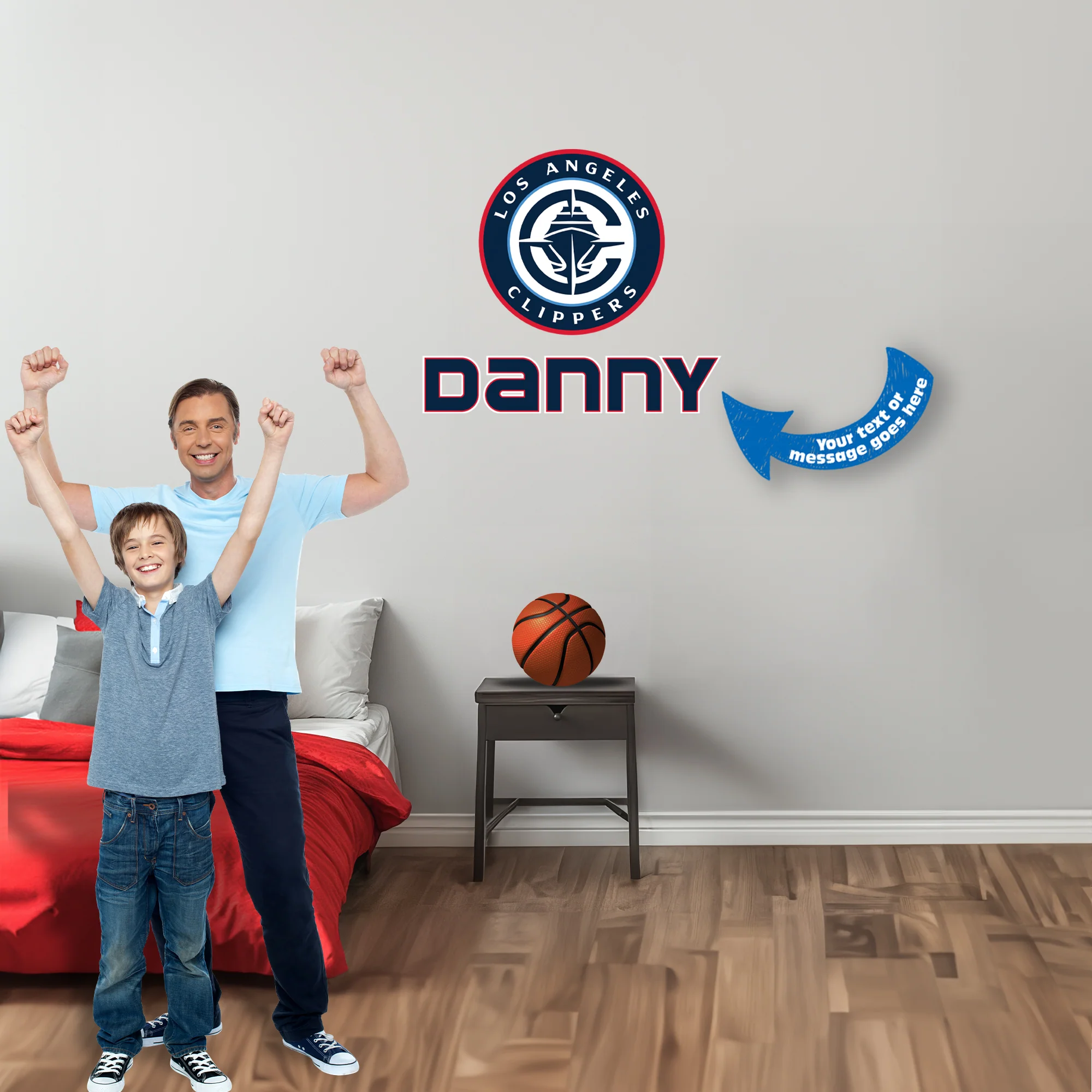 NBA Los Angeles Clippers: Stacked Personalized Name Blue Text PREMASK - Removable Adhesive Decal - Image 3