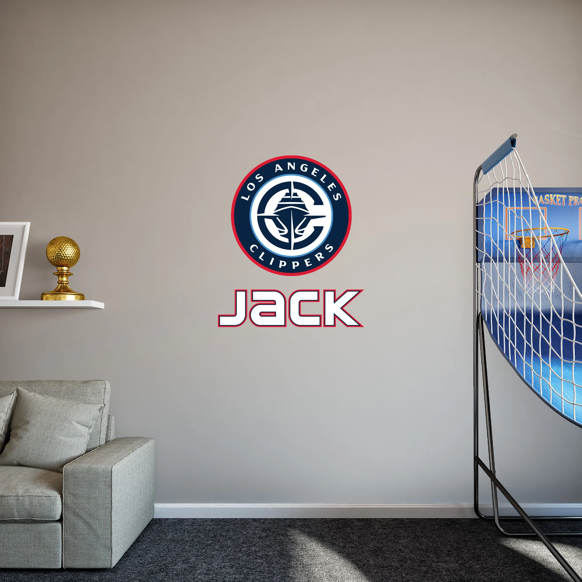 NBA Los Angeles Clippers: Stacked Personalized Name White Text PREMASK - Removable Adhesive Decal
