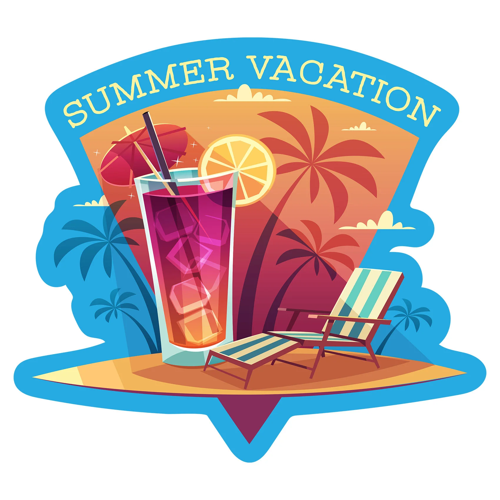 Seasons Decor: Summer Vacation Icon - Removable Adhesive Decal - Image 3