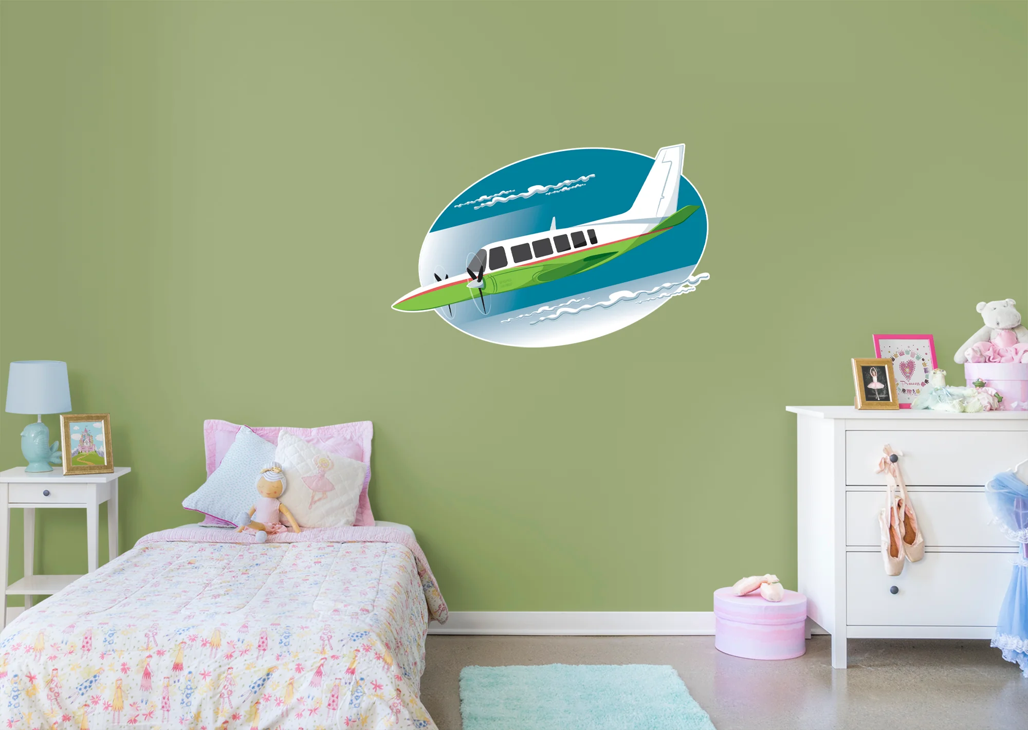 Nursery: Planes Long Plane Icon - Removable Adhesive Decal