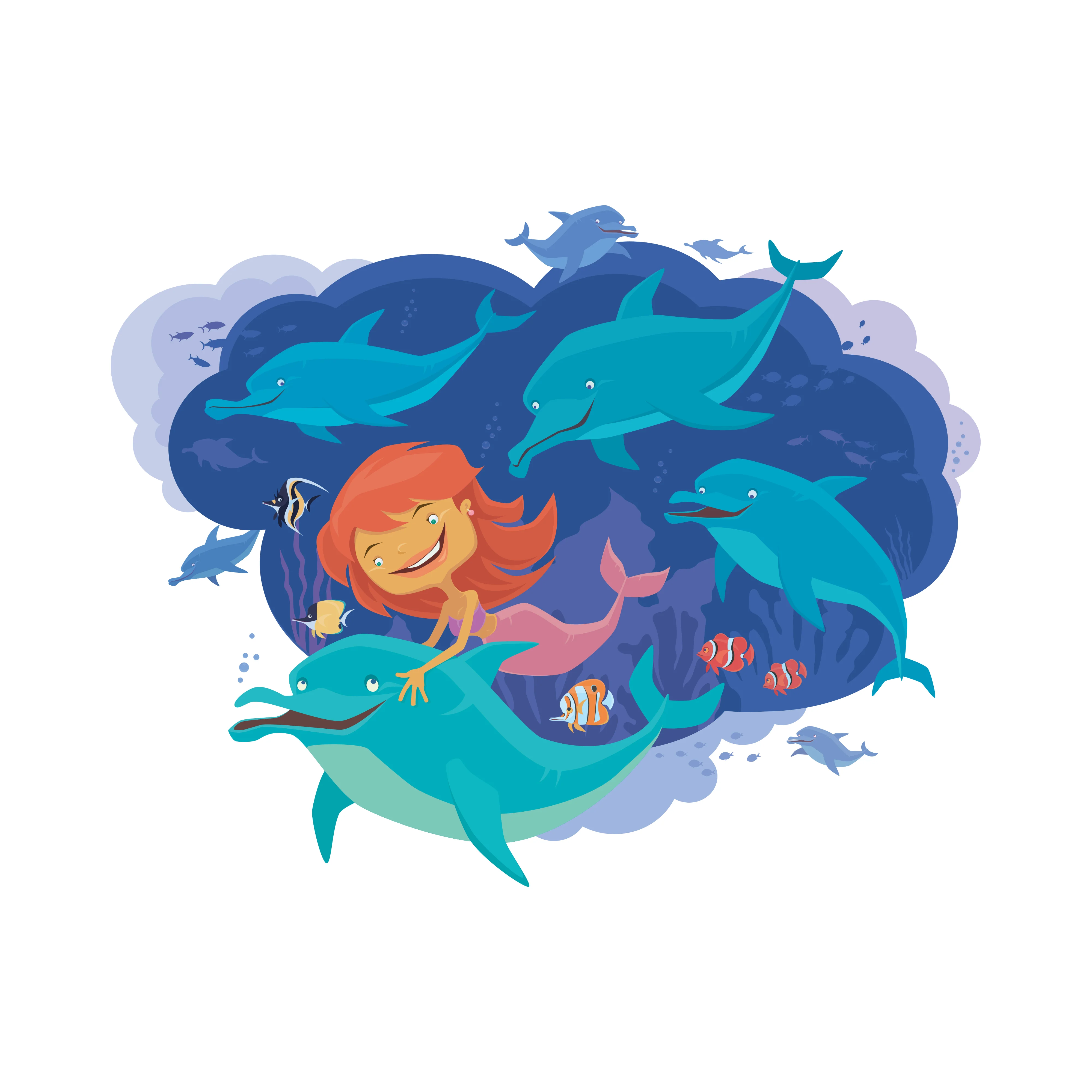 Nursery: Playing with Dolphins Icon - Removable Wall Adhesive Decal