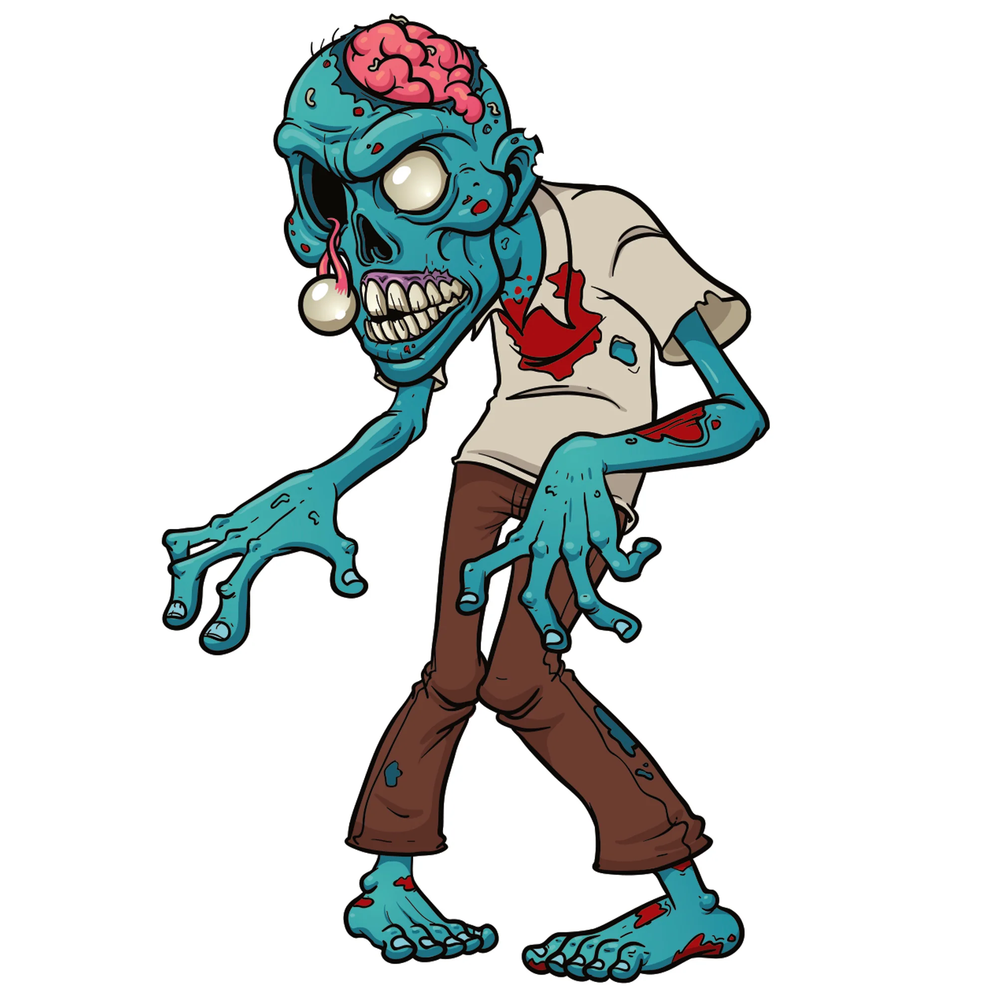 Halloween: Blue Zombie Icon - Removable Wall Adhesive Decal - Image 2