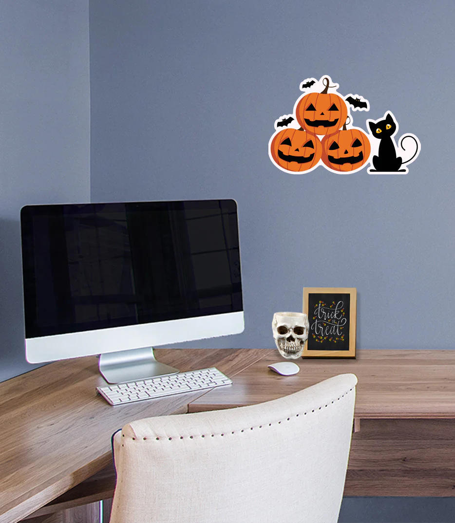 Halloween: Pumpkins and Black Cat Icon - Removable Wall Adhesive Decal - Image 6