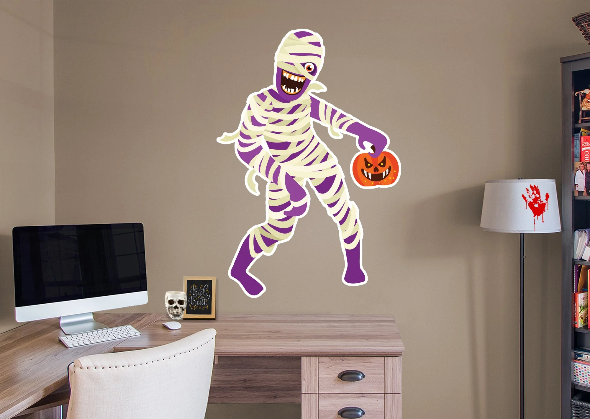 Halloween:  Mummy with Pumpkin Icon        -   Removable     Adhesive Decal - Image 4