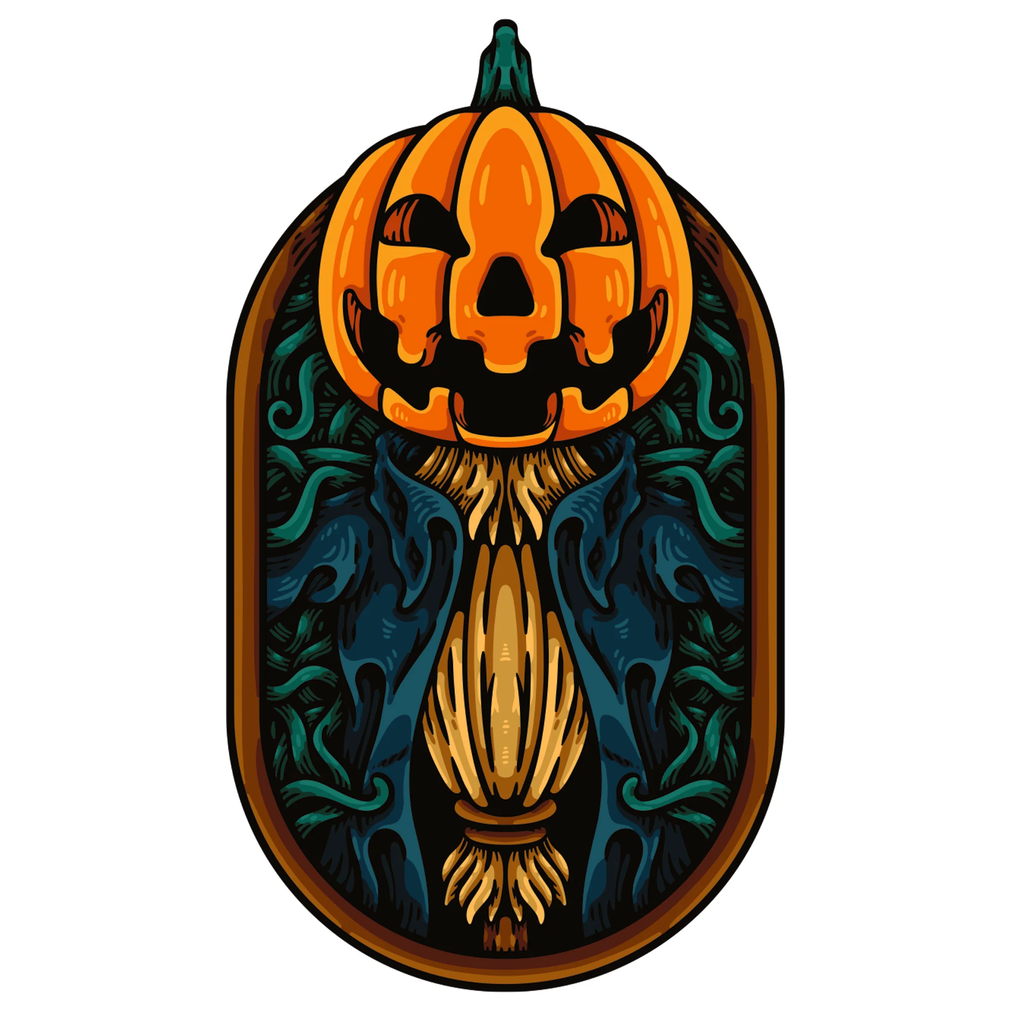 Halloween:  Pumpkin Scarecrow Icon        -   Removable     Adhesive Decal - Image 2