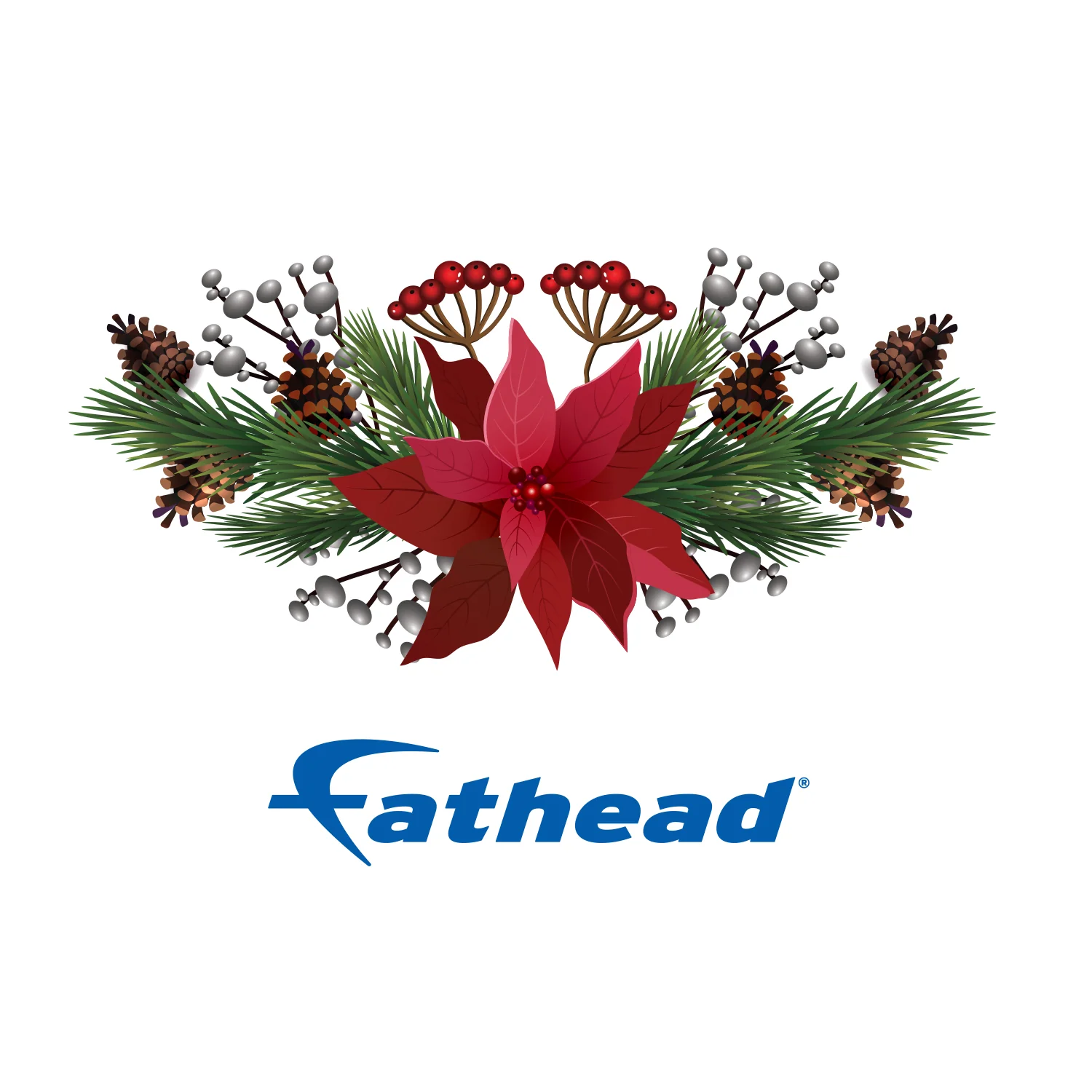Christmas: Pinecones with Red Flower Icon - Removable Adhesive Decal - Image 3