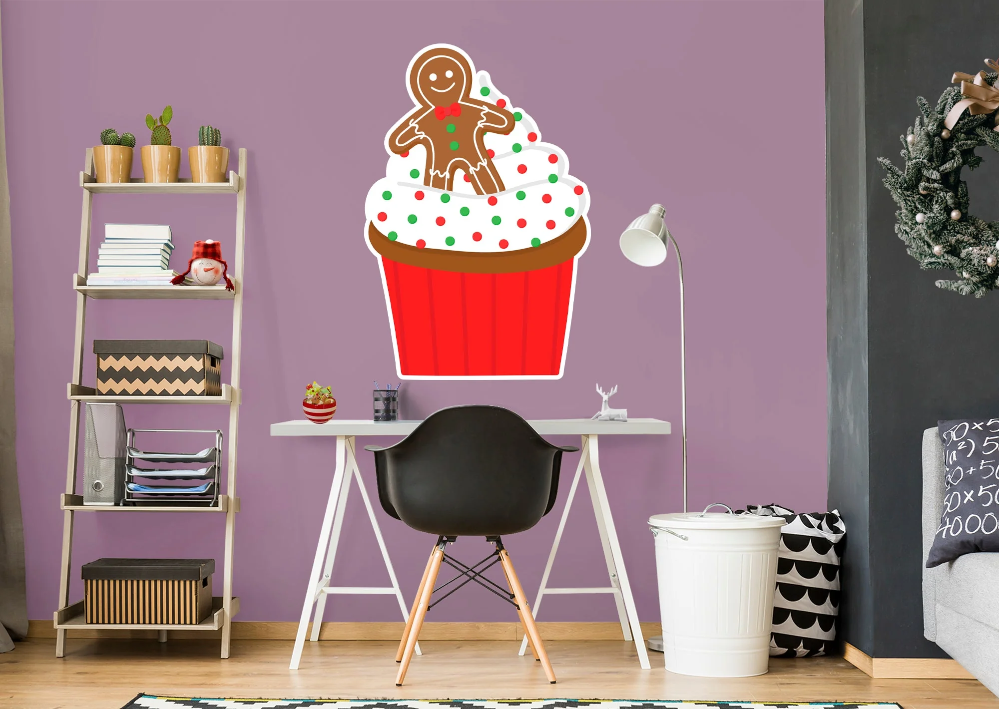 Christmas: Gingerbread Man in Cupcake Icon - Removable Adhesive Decal - Image 4