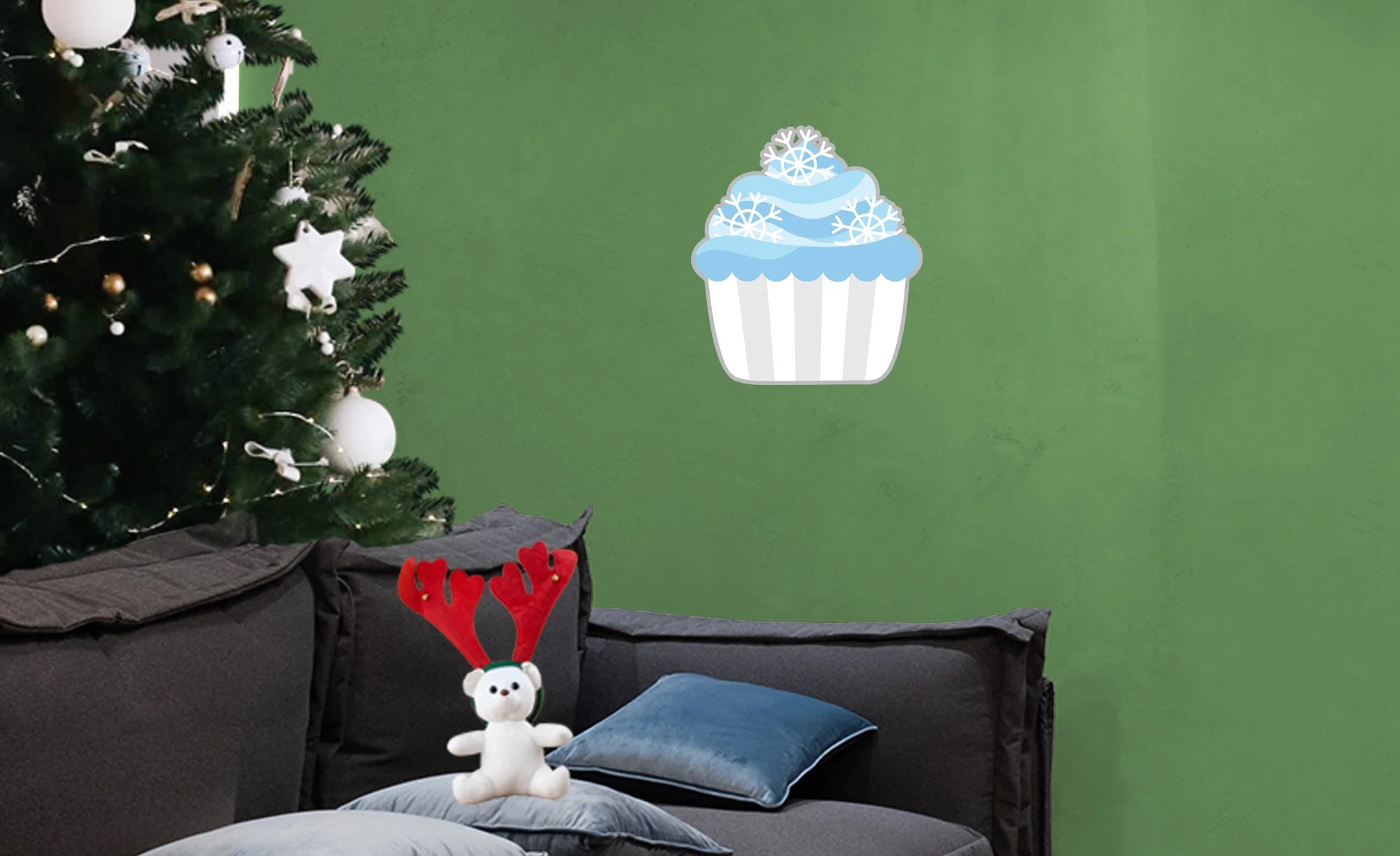 Christmas: Snowflakes Cupcake Icon - Removable Adhesive Decal - Image 6