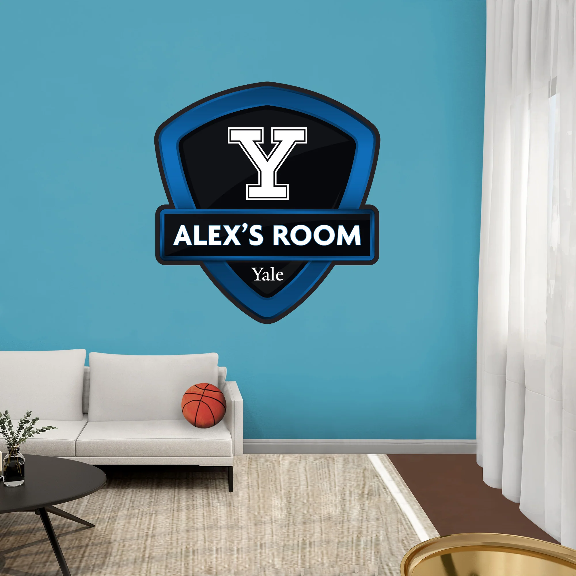 Yale Bulldogs:   Badge Personalized Name        - Officially Licensed NCAA Removable     Adhesive Decal - Image 2