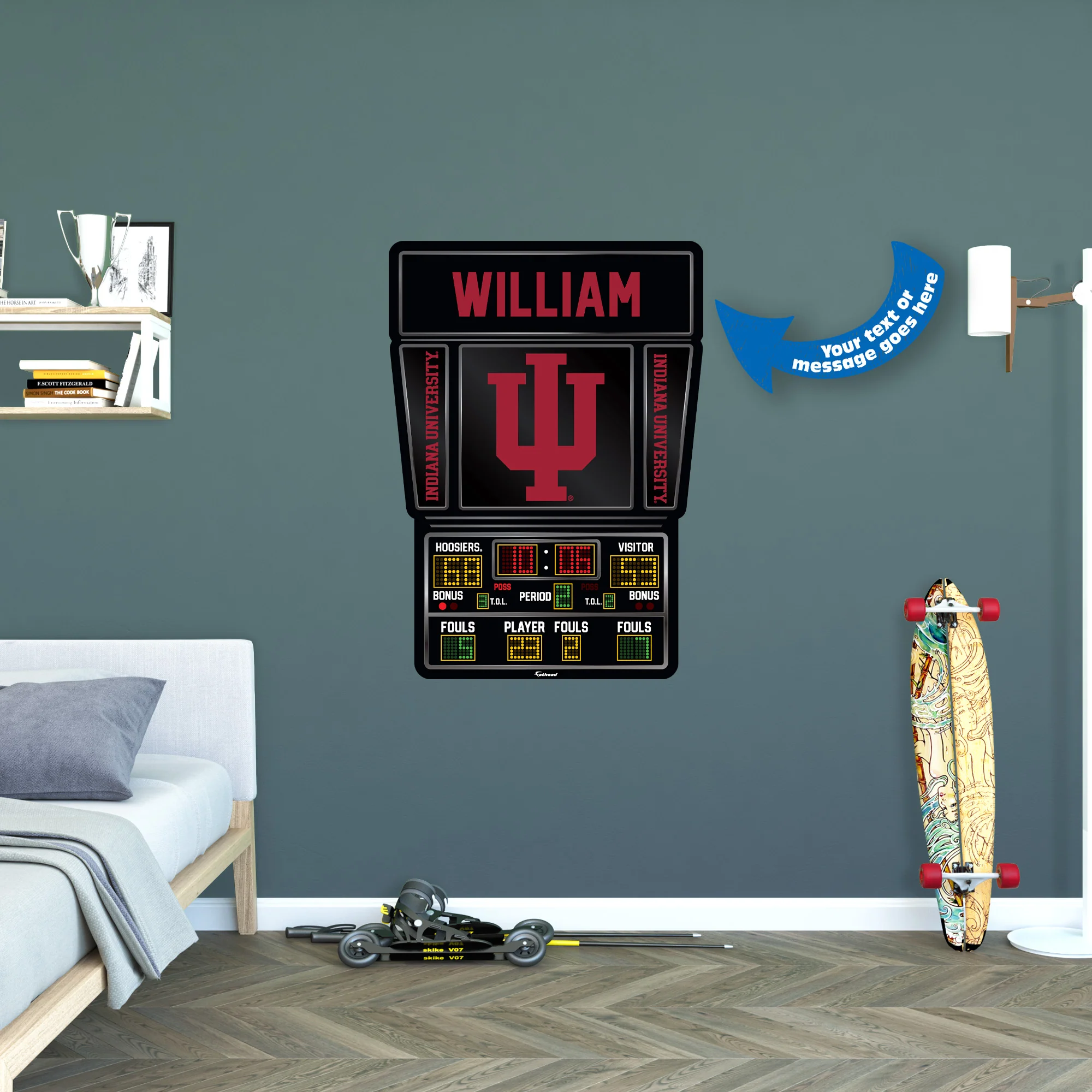 Indiana Hoosiers - Basketball Scoreboard - With Personalized Name - Official NCAA - Removable Adhesive Decal - Image 2