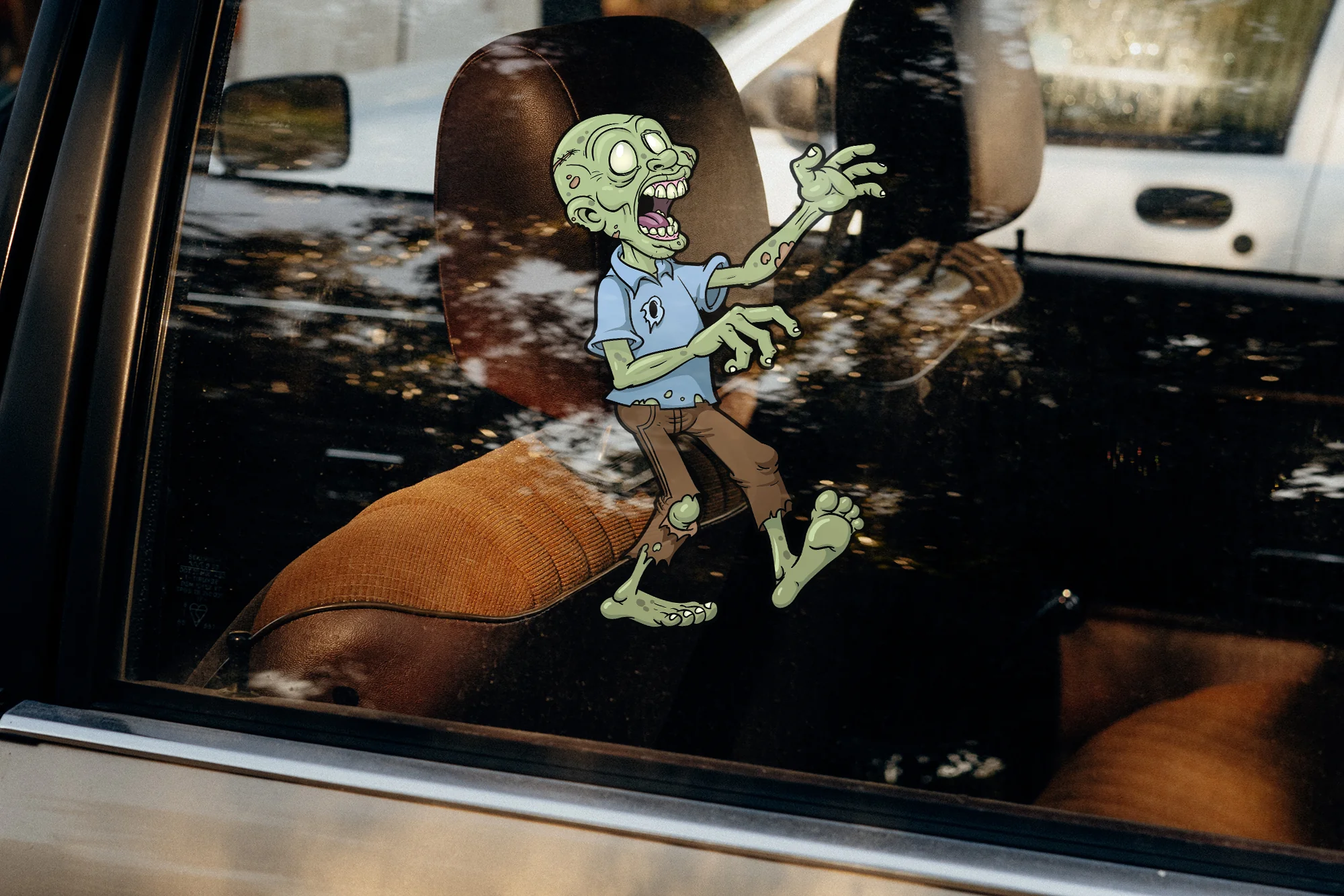 Halloween: Green Zombie Window Clings - Removable Window Static Decal