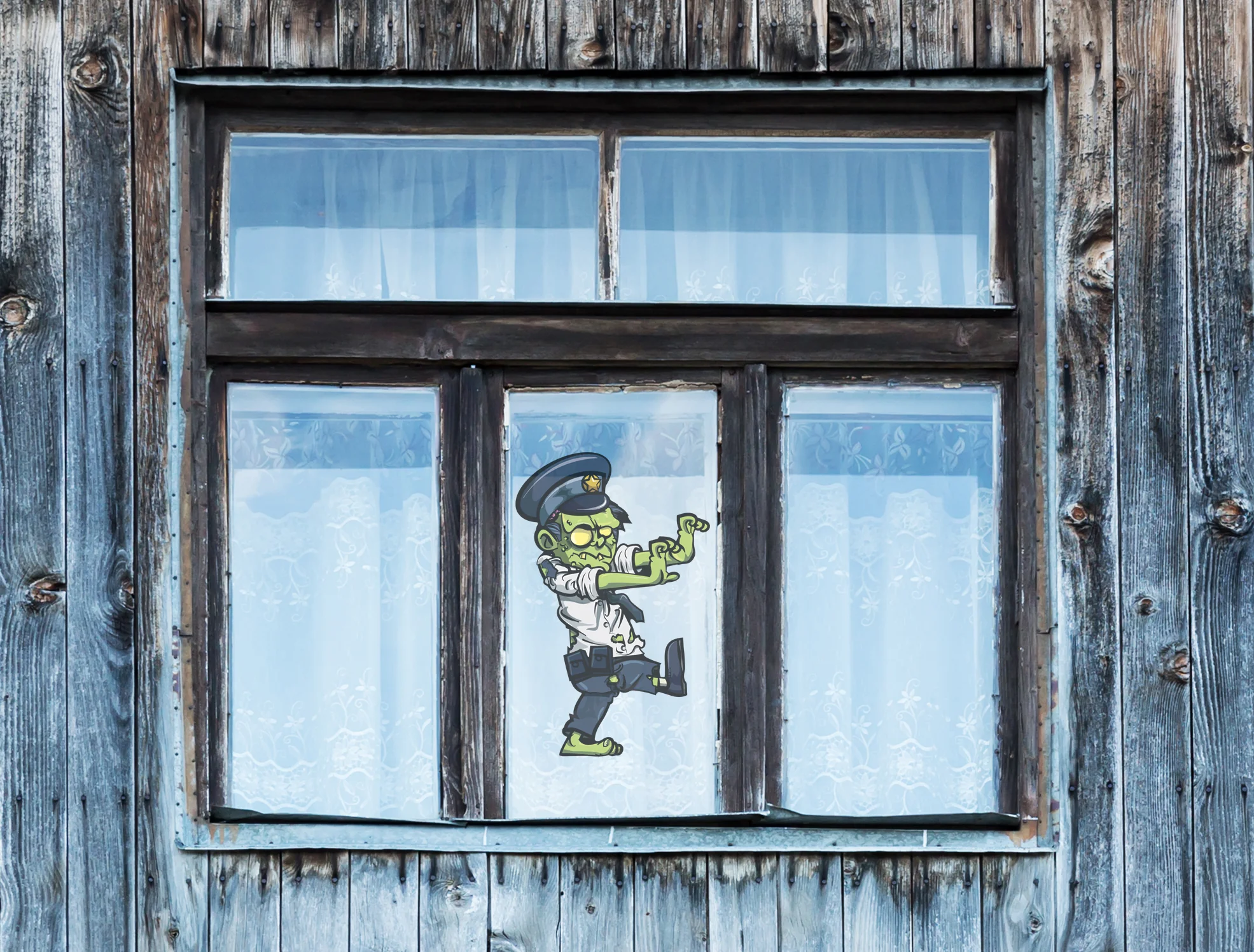 Halloween: Policeman Window Clings - Removable Window Static Decal