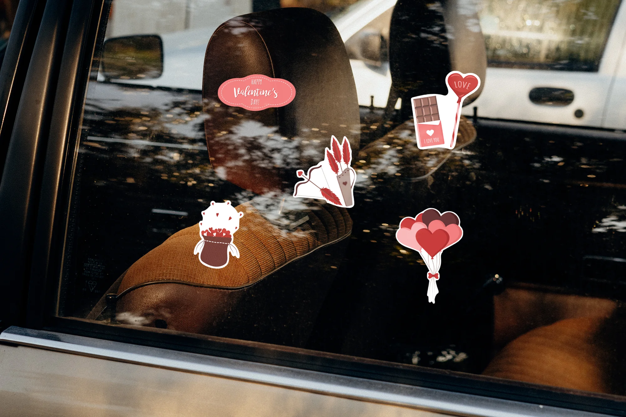 Valentine's Day: Love Arrows Window Clings - Removable Window Static Decal - Image 2