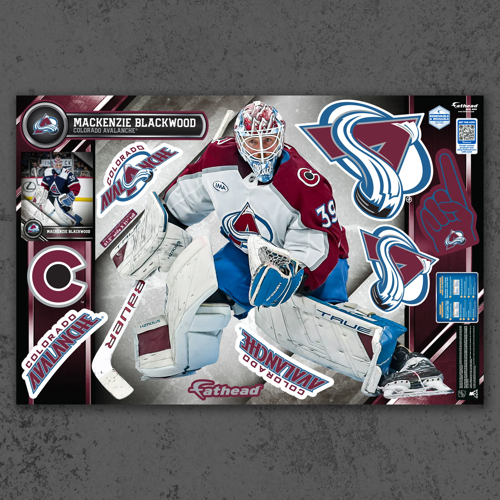 Mackenzie Blackwood - RealBig Collection - Official NHL - Colorado Avalanche - Reusable Vinyl Wall Decals - Image 2