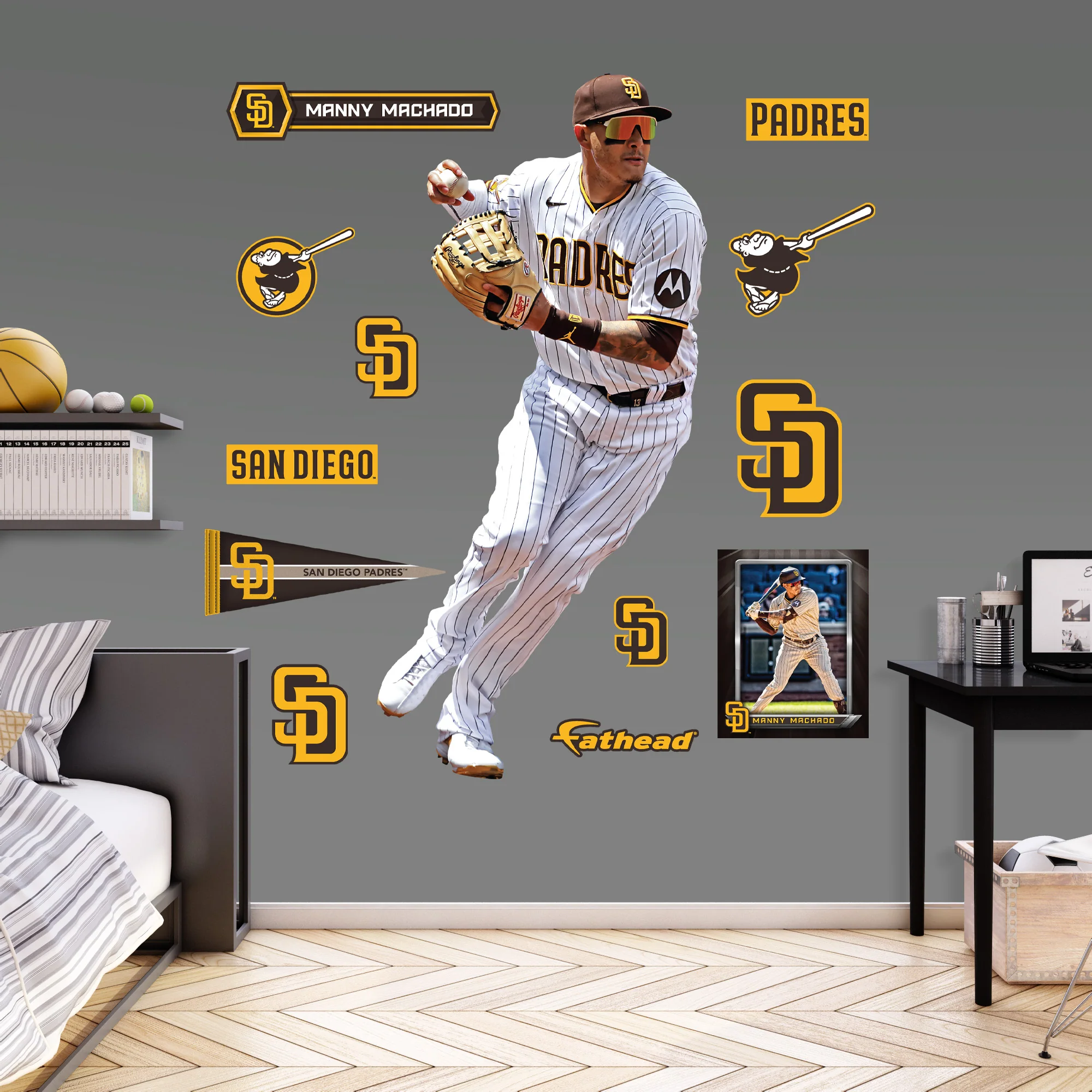 Manny Machado - RealBig Fielding Collection - Official MLB - San Diego Padres - Reusable Vinyl Wall Decals - Image 3