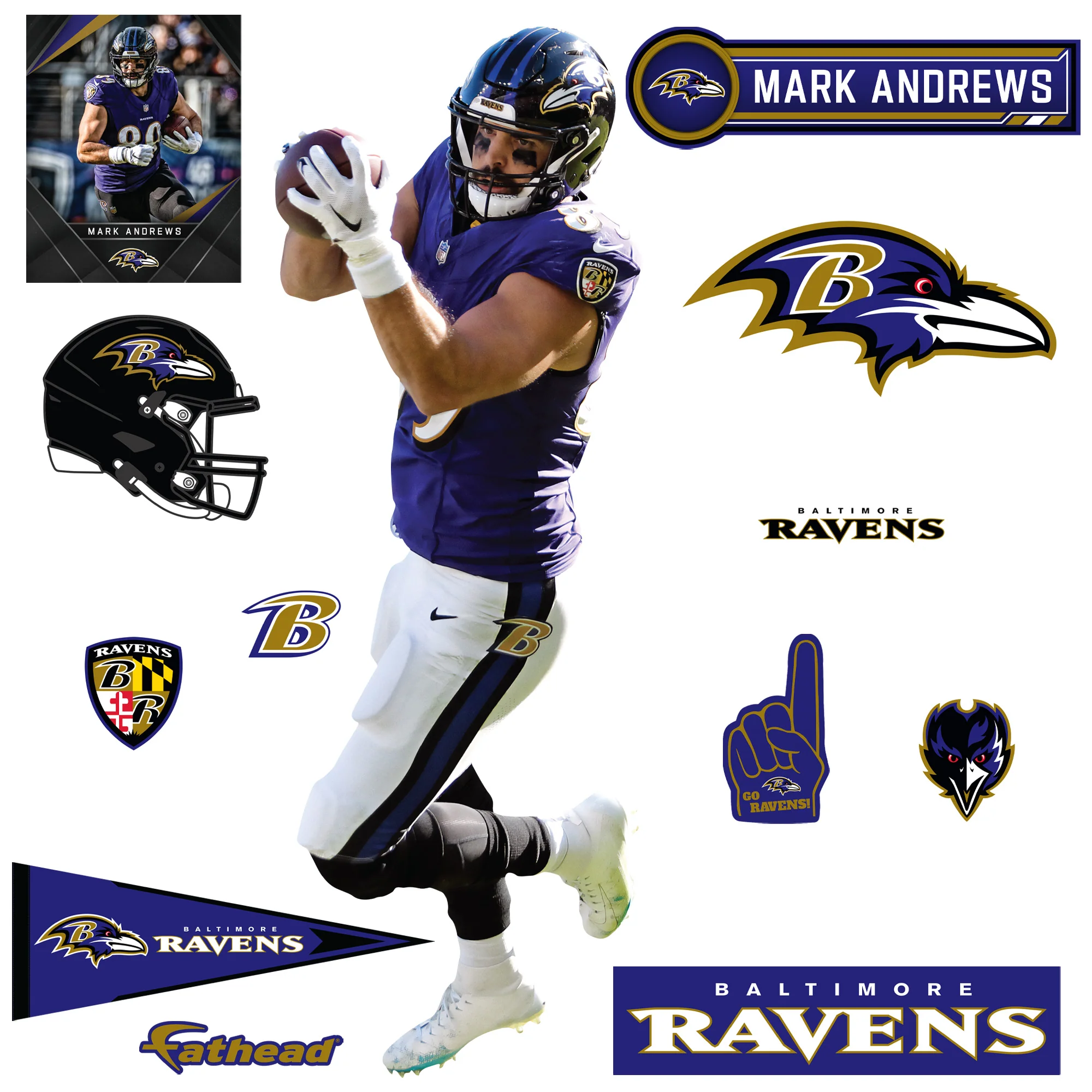 Mark Andrews - RealBig Collection - Official NFL - Baltimore Ravens - Reusable Vinyl Wall Decals #3 - Image 2