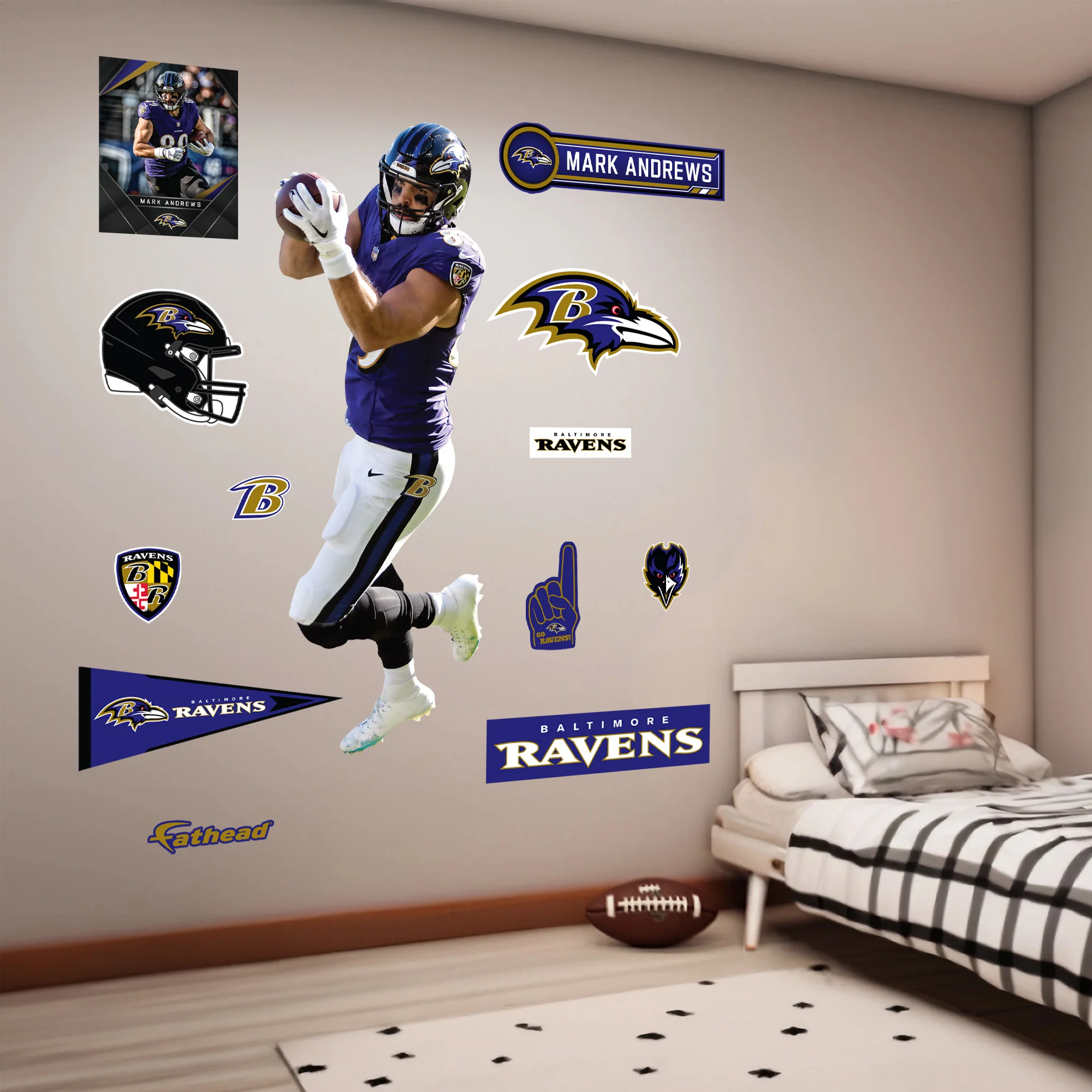 Mark Andrews - RealBig Collection - Official NFL - Baltimore Ravens - Reusable Vinyl Wall Decals #3 - Image 3