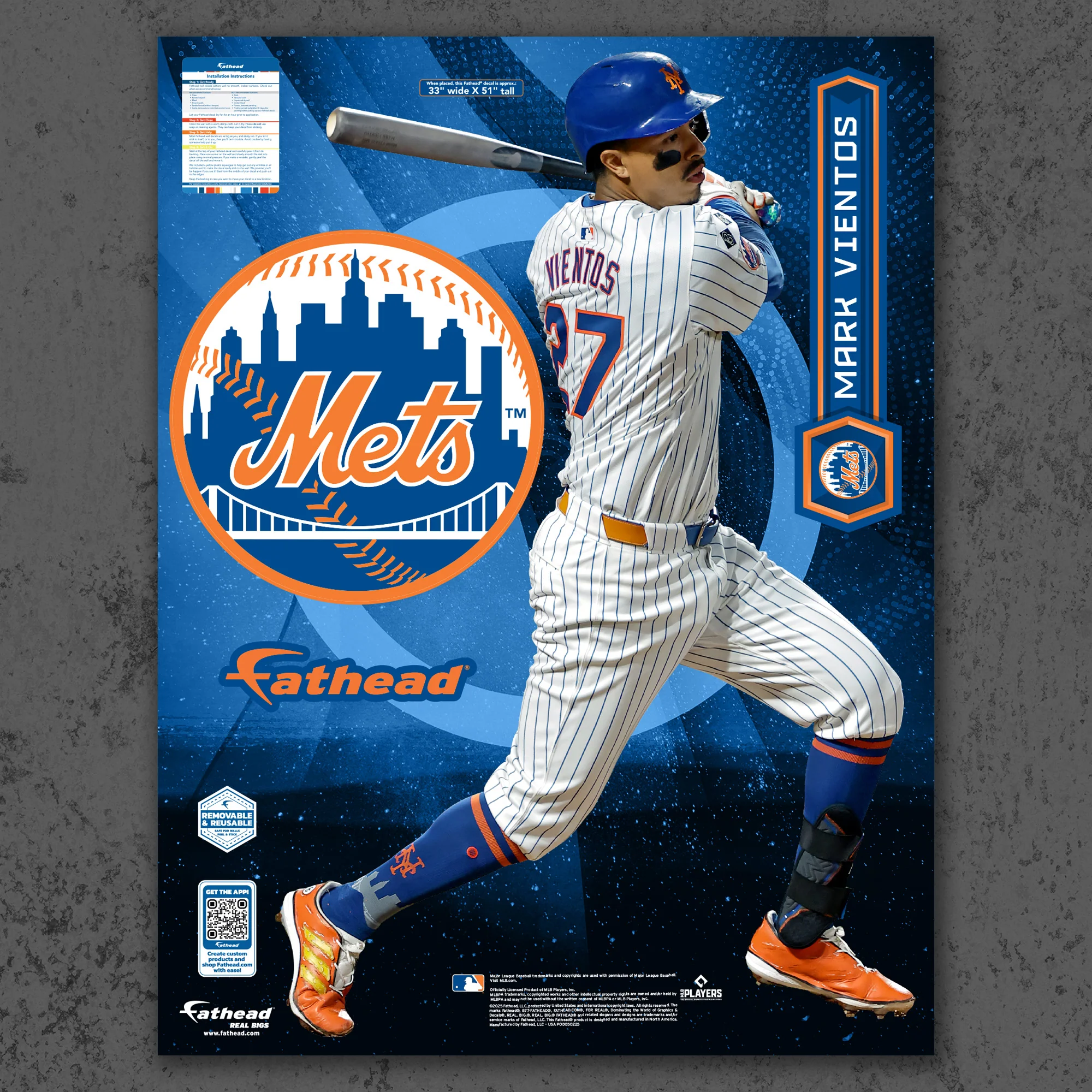 Mark Vientos - RealBig Collection - Official MLB - New York Mets - Reusable Vinyl Wall Decals - Image 5