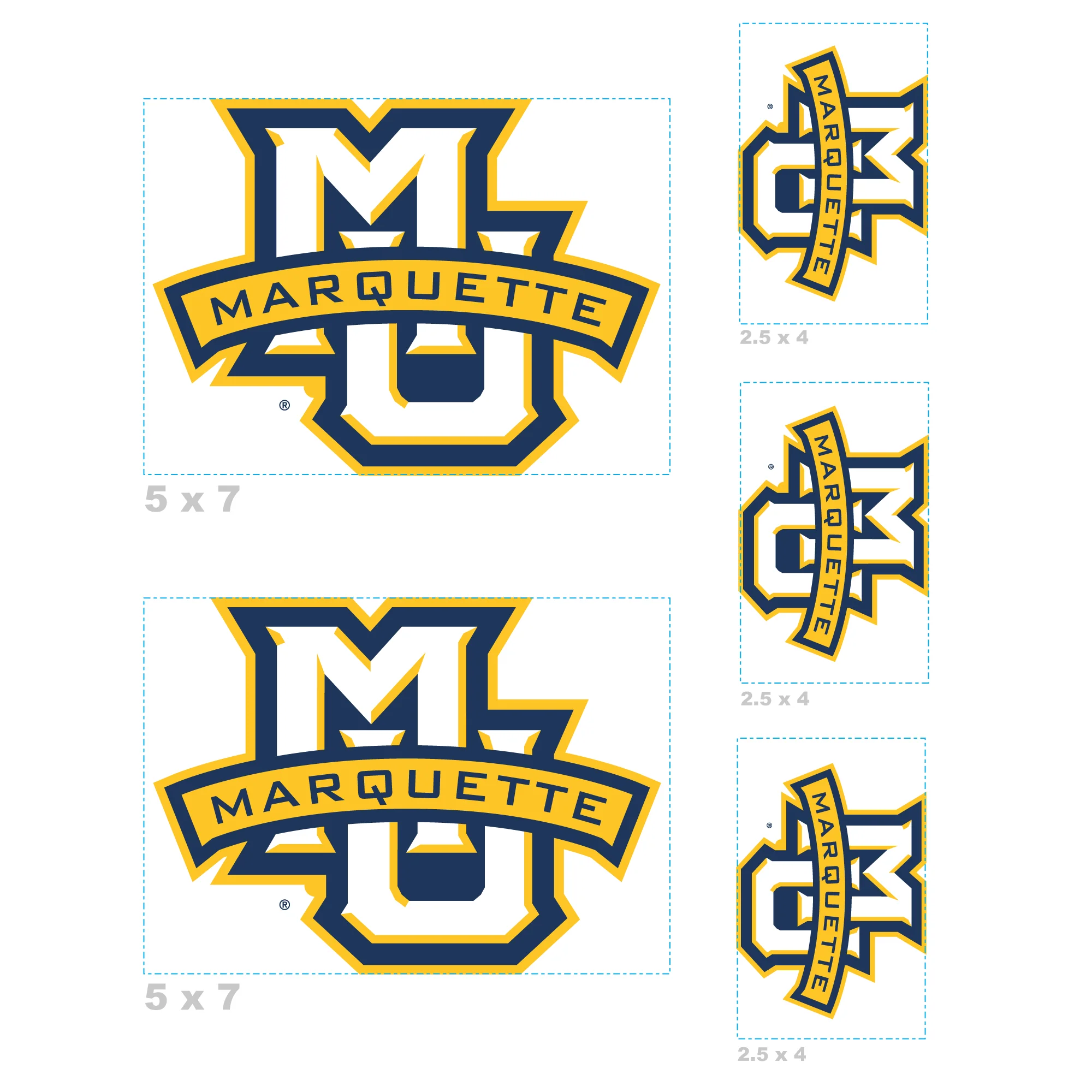 Marquette Golden Eagles - 5 Logo Minis (Mixed Sizes) - Official NCAA - Reusable Vinyl Decals - Image 3