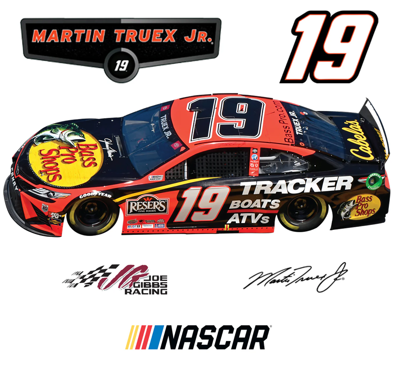 Martin Truex Jr. - RealBig Car Collection - Official NASCAR - Bass Pro Shops - Reusable Vinyl Wall Decals - Image 5