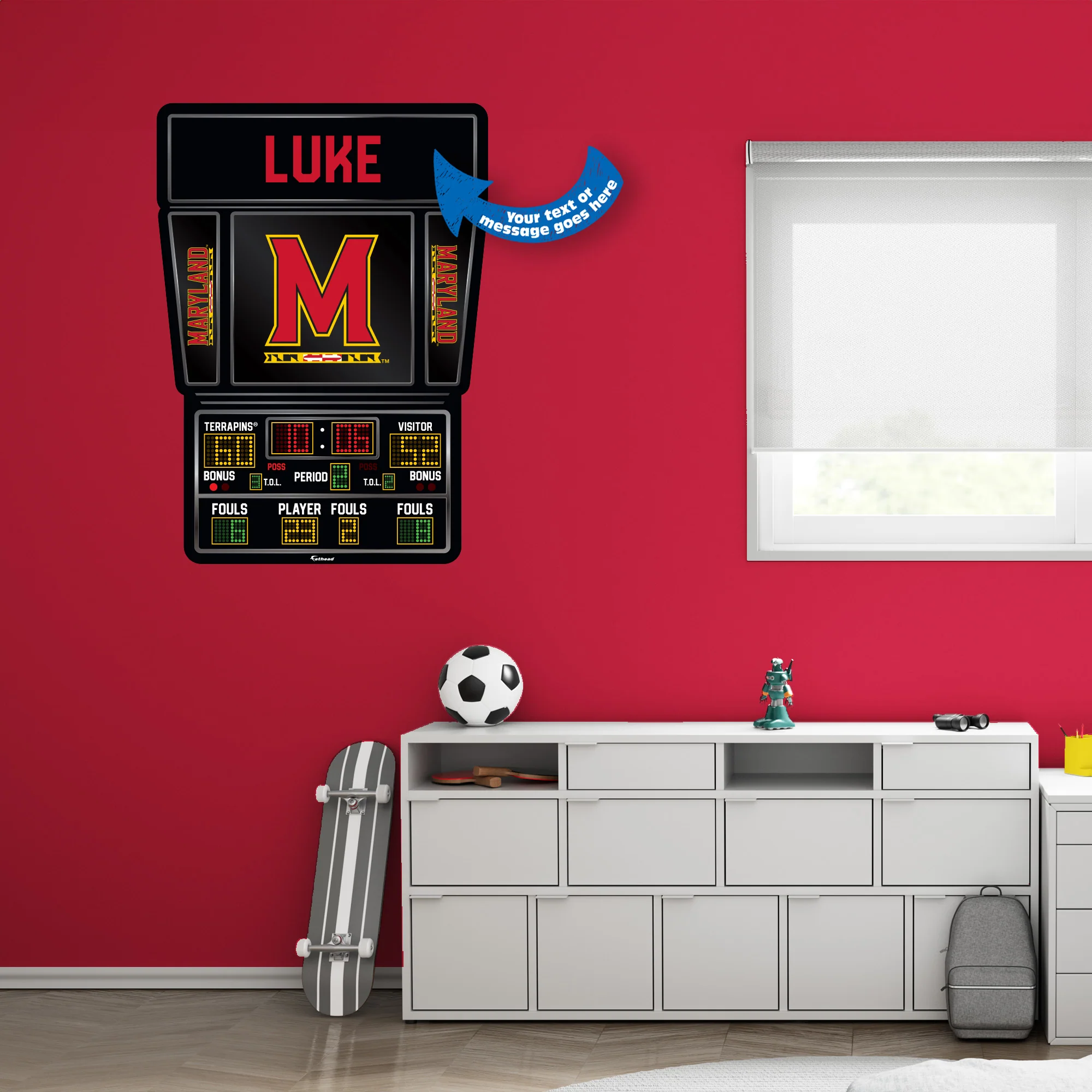 Maryland Terrapins - Basketball Scoreboard Graphic - With Personalized Name - Official NCAA - Reusable Vinyl Wall Decals - Image 3