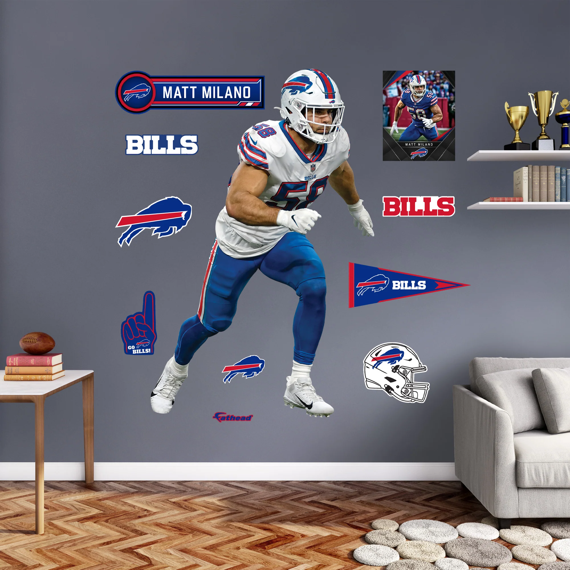Matt Milano - RealBig Collection - Official NFL - Buffalo Bills - Reusable Vinyl Wall Decals - Image 3