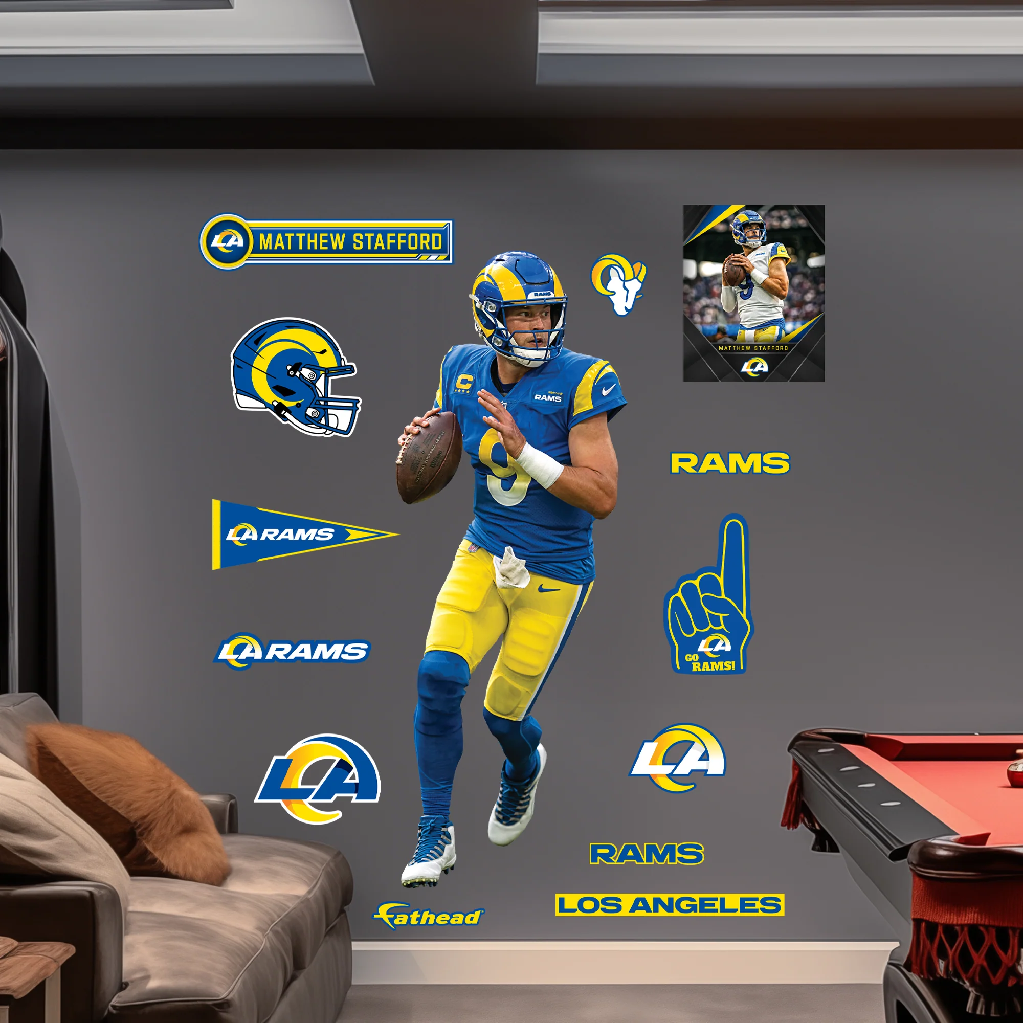 Matthew Stafford - RealBig Collection - Official NFL - Los Angeles Rams - Reusable Vinyl Wall Decals #2