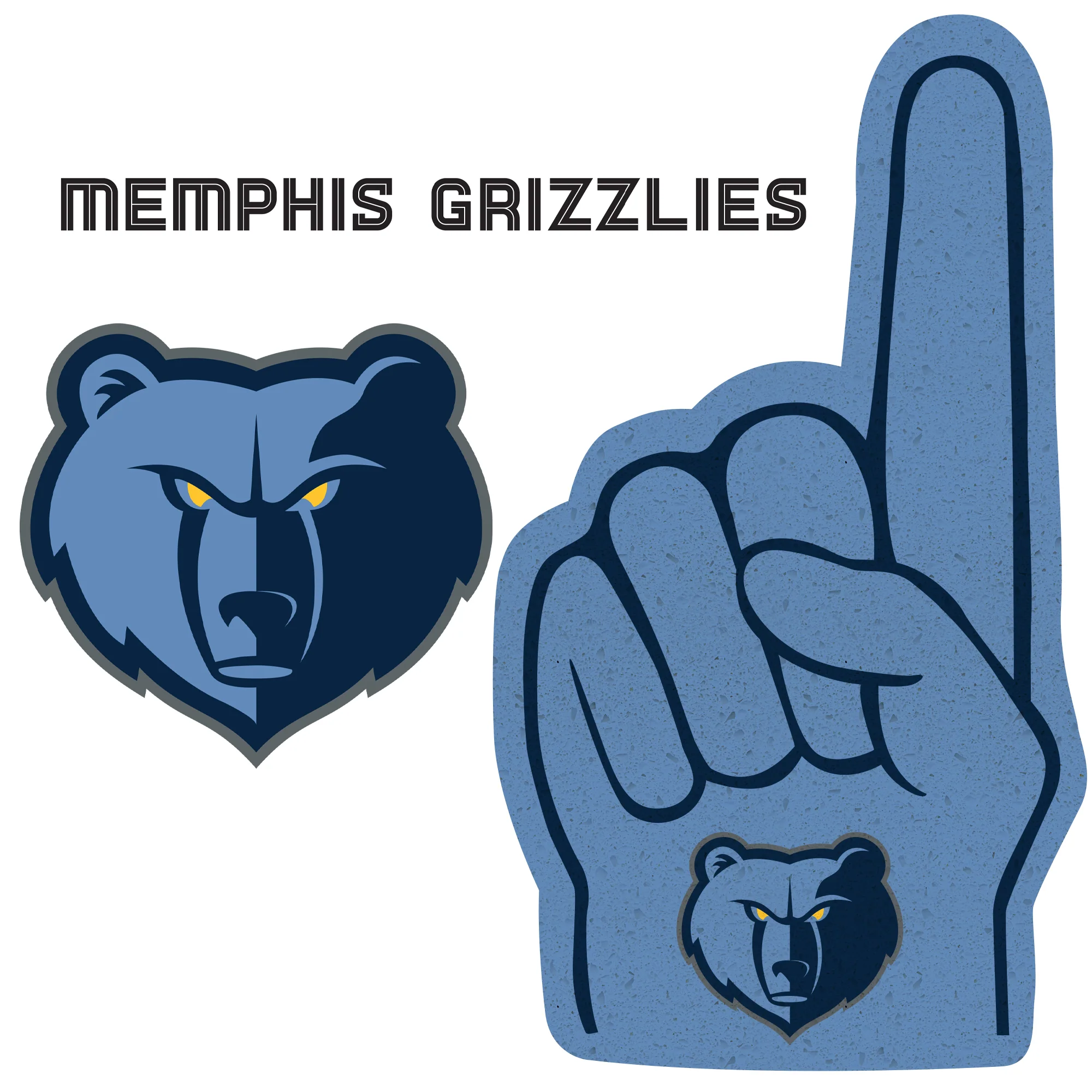 Memphis Grizzlies - RealBig Foam Finger Collection - Official NBA - Reusable Vinyl Wall Decals - Image 2