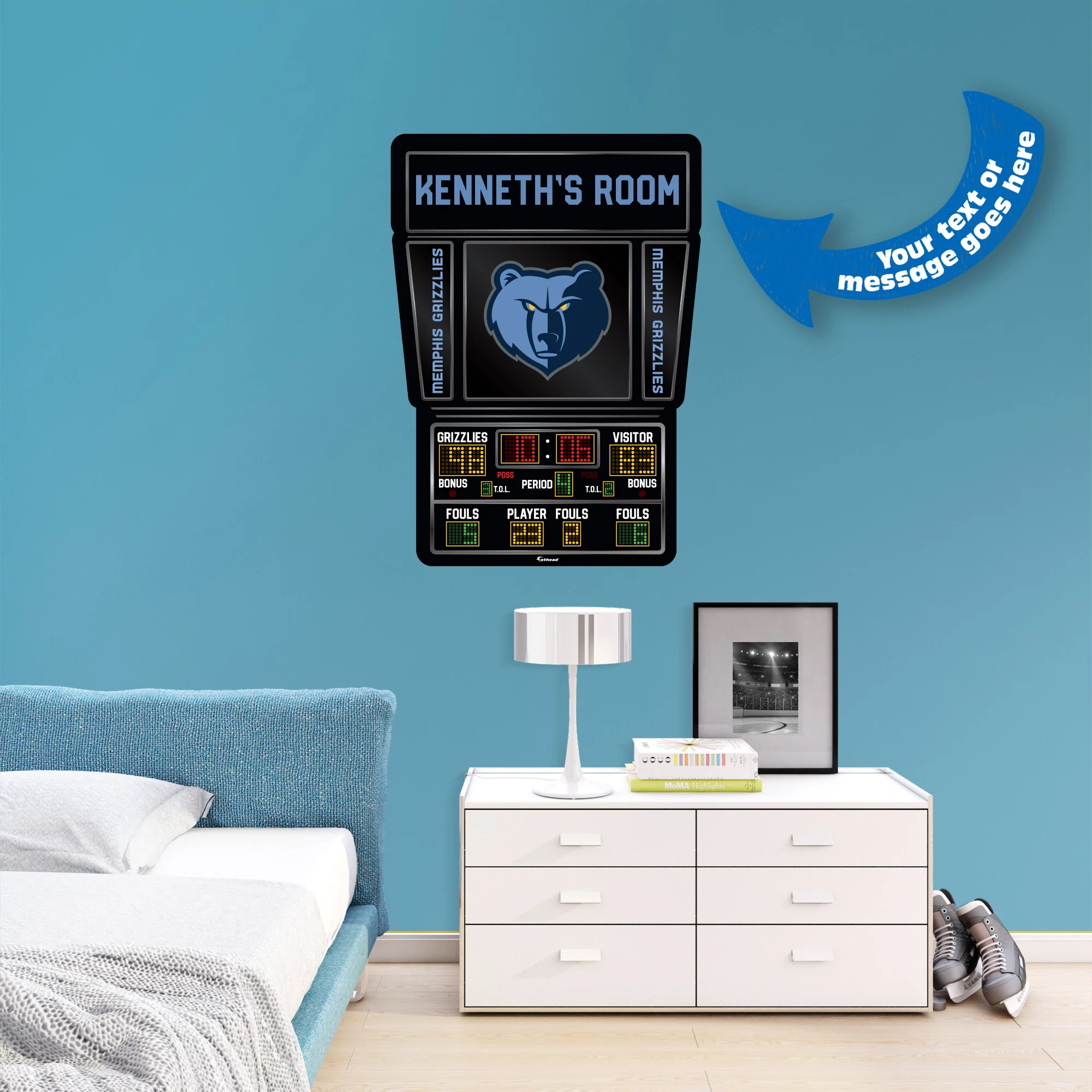 Memphis Grizzlies - Scoreboard Graphic - With Personalized Name - Official NBA - Vinyl Transfer Decal - Image 2