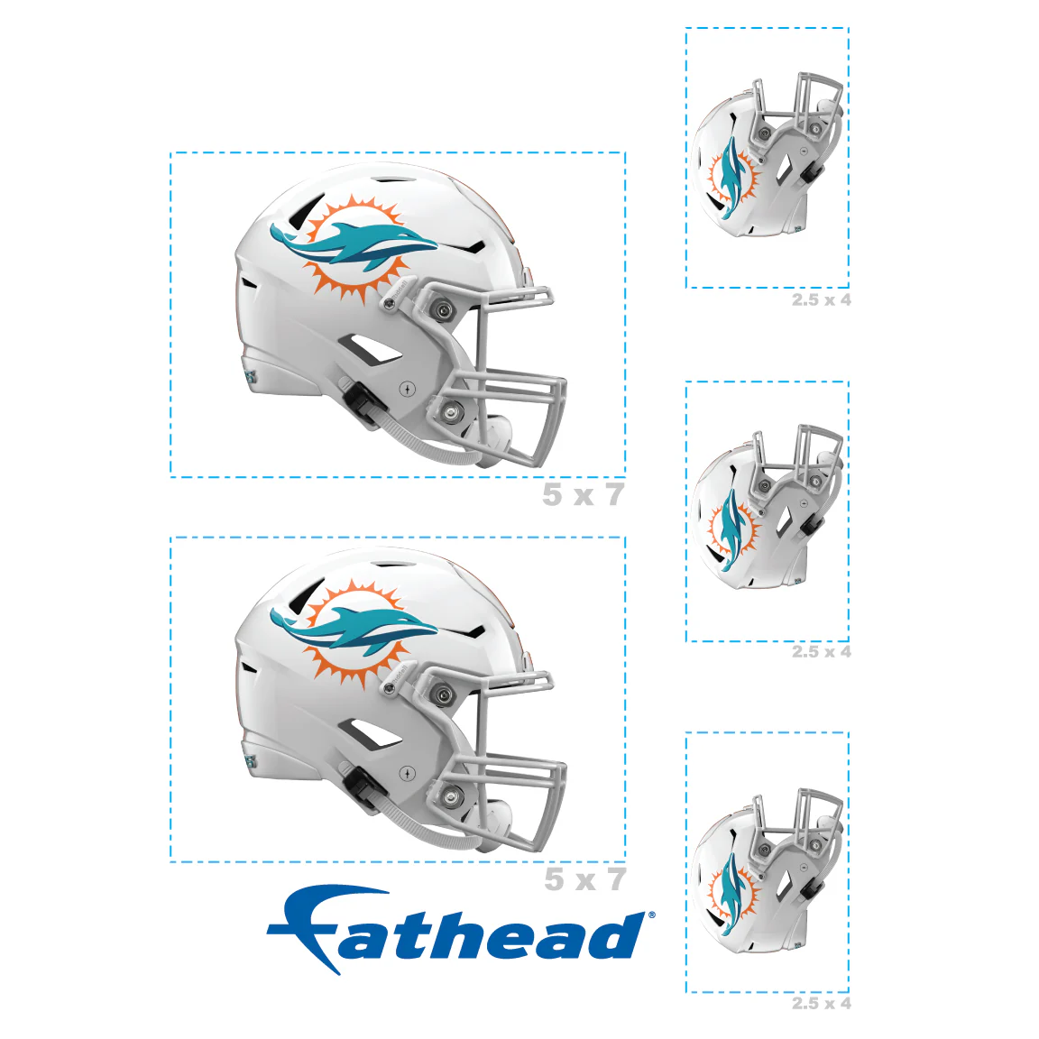 Miami Dolphins - 5 Helmet Minis (Mixed Sizes) - Official NFL - Reusable Vinyl Decals - Image 4
