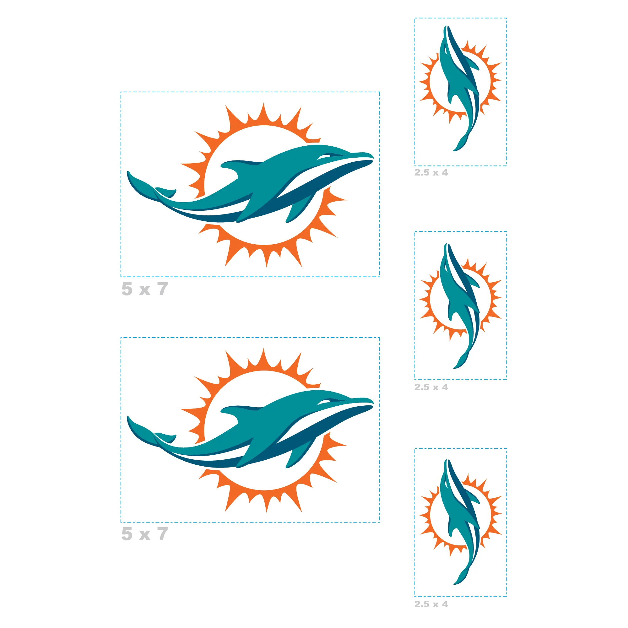 Miami Dolphins - 5 Logo Minis (Mixed Sizes) - Official NFL - Reusable Vinyl Decals - Image 3
