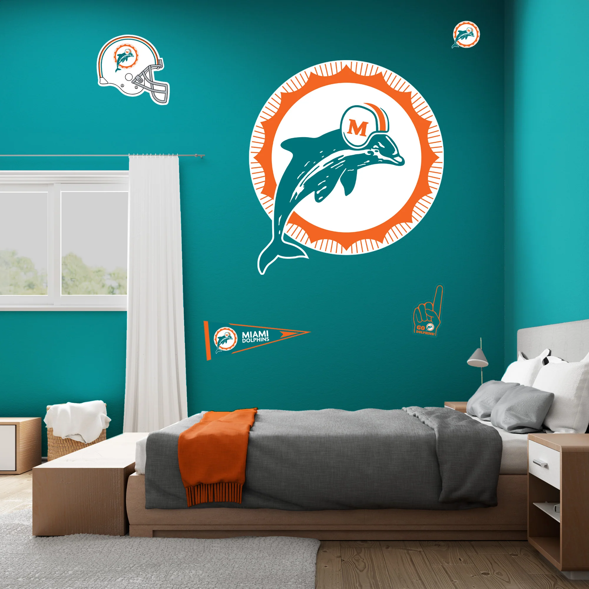 Miami Dolphins Original - RealBig Classic Logo Collection - Official NFL - Reusable Vinyl Wall Decals - Image 3